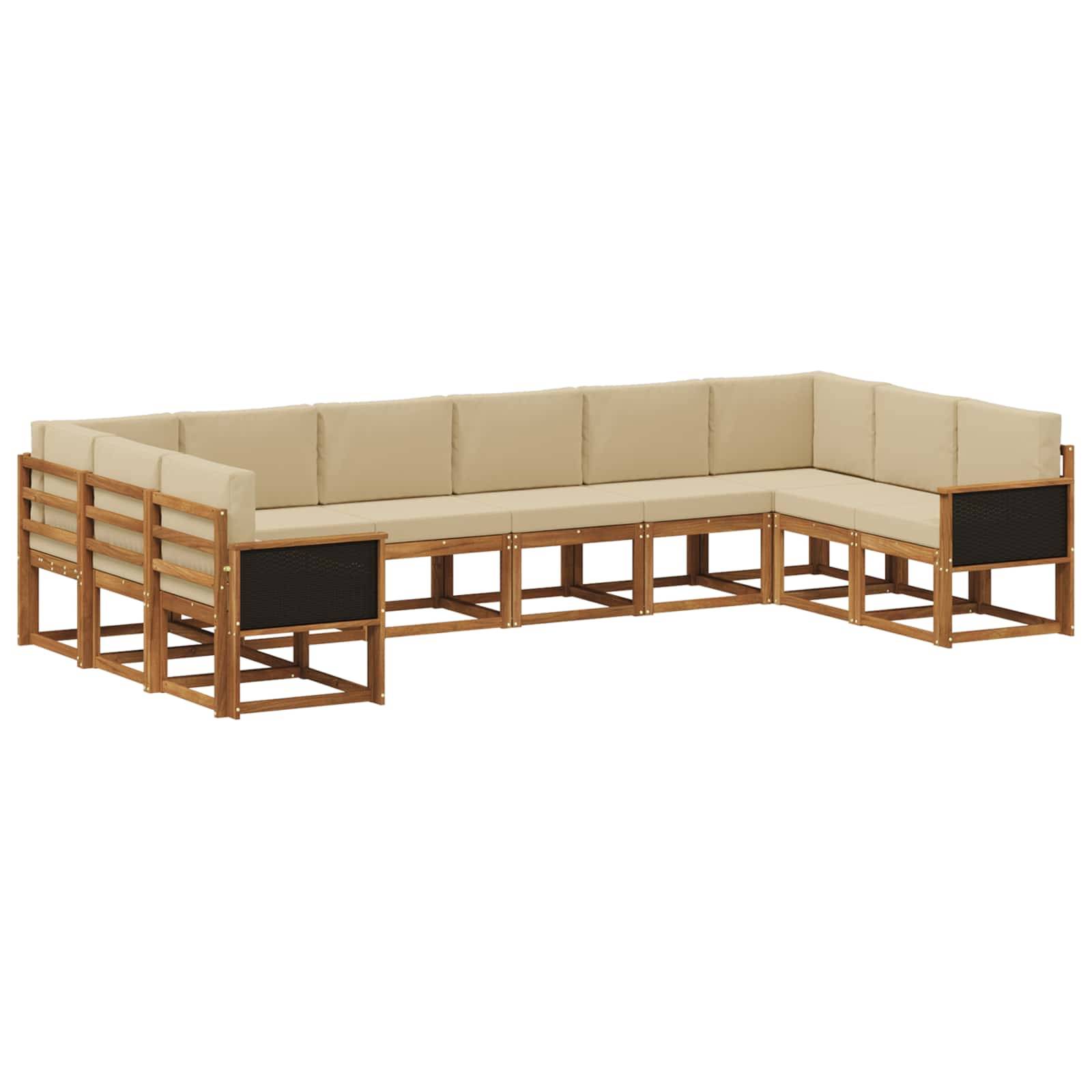 vidaXL Outdoor-Sofagarnitur 10 pcs Natur und Beige Massivholz Akazie