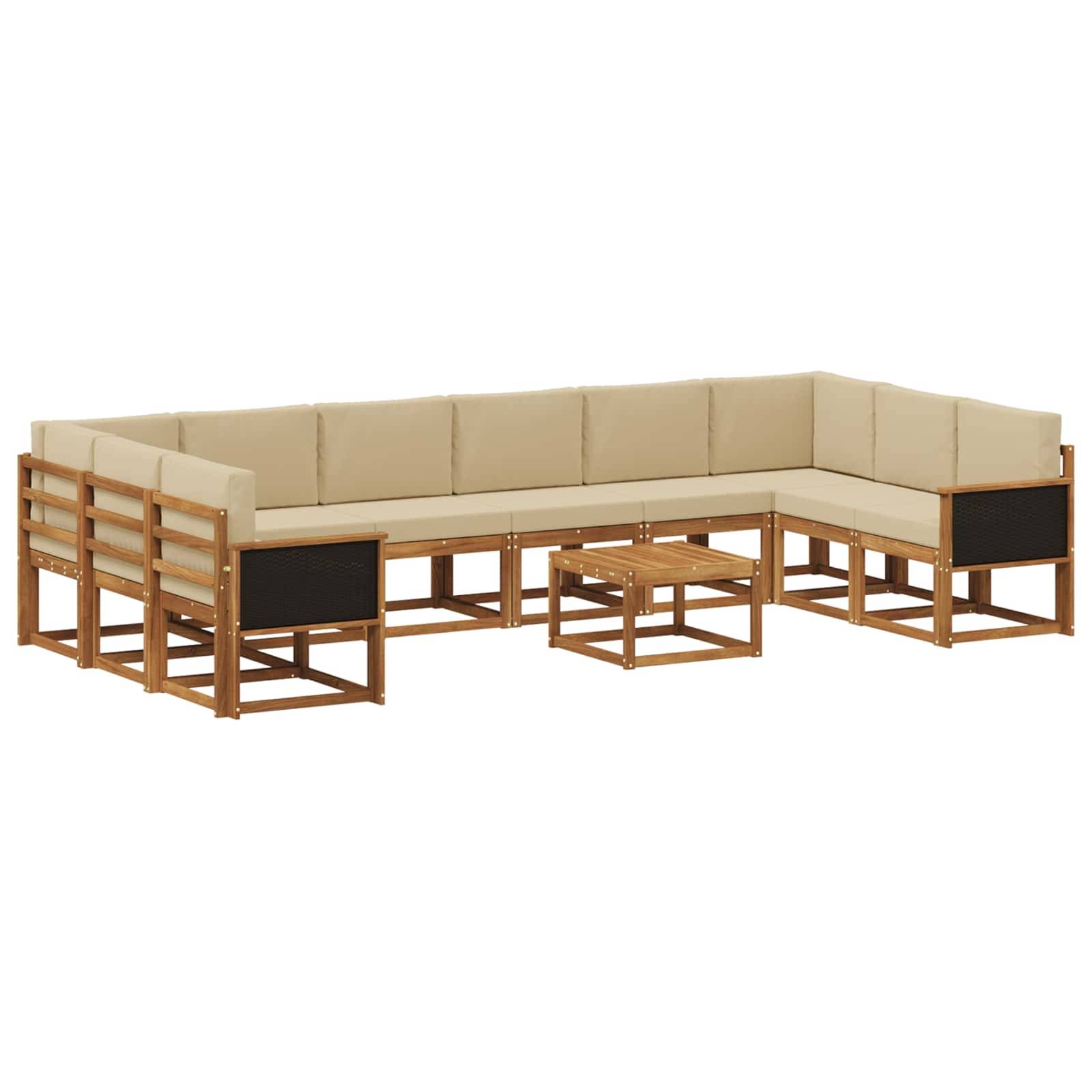 vidaXL Outdoor-Sofagarnitur 11 pcs Natur und Beige Massivholz Akazie