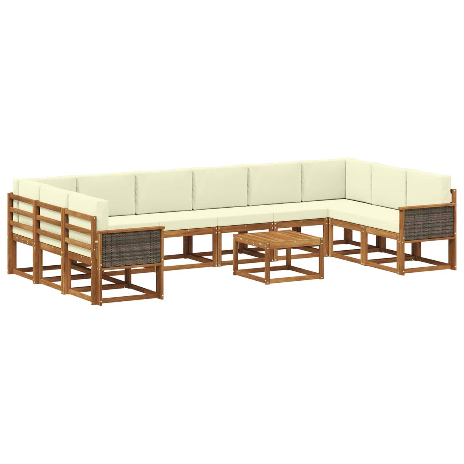 vidaXL Outdoor-Sofagarnitur mit Kissen 11 pcs Massivholz Akazie