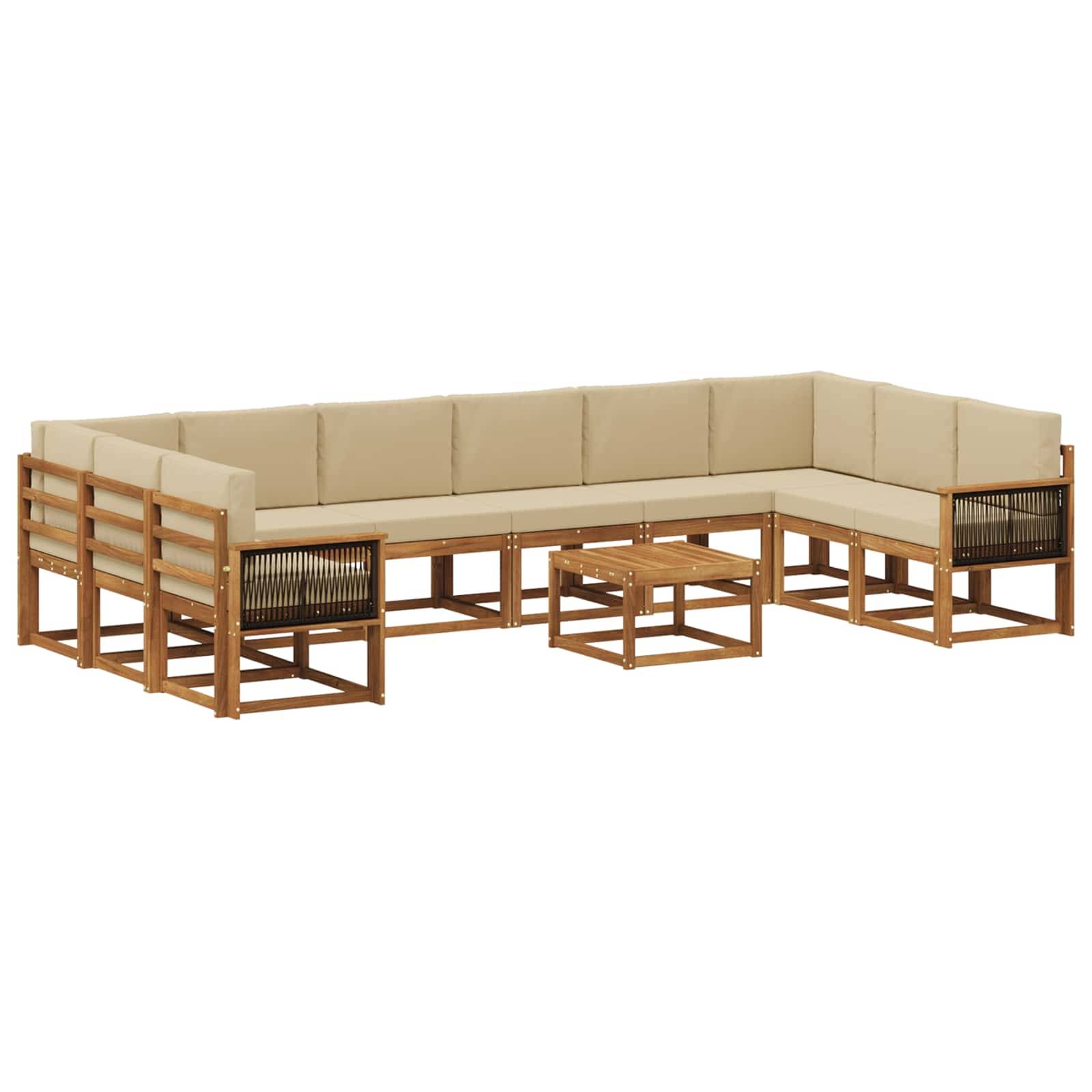 vidaXL Outdoor-Sofagarnitur 11 pcs Natur und Beige Massivholz Akazie
