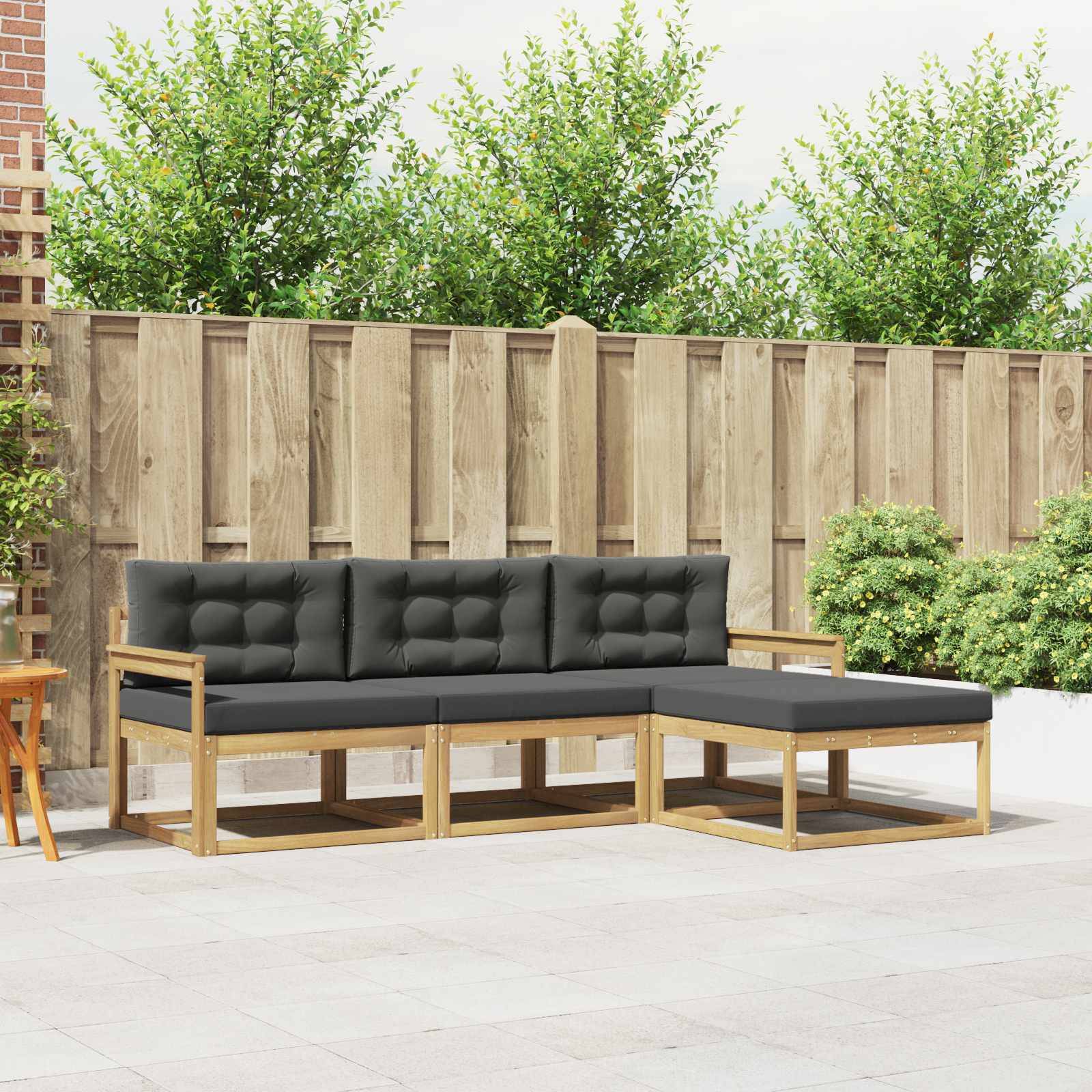 vidaXL Outdoor-Sofagarnitur 4 pcs Weiß und Anthrazit Polyester
