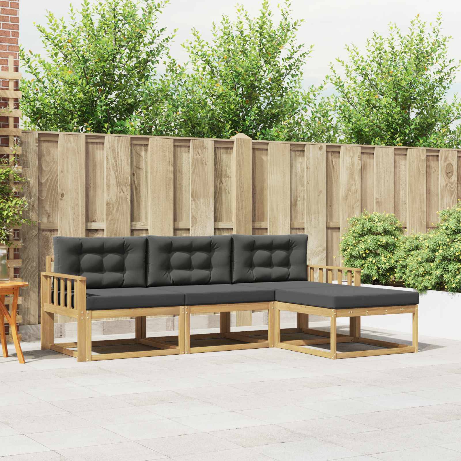 vidaXL Outdoor-Sofagarnitur 4 pcs Weiß und Anthrazit Polyester