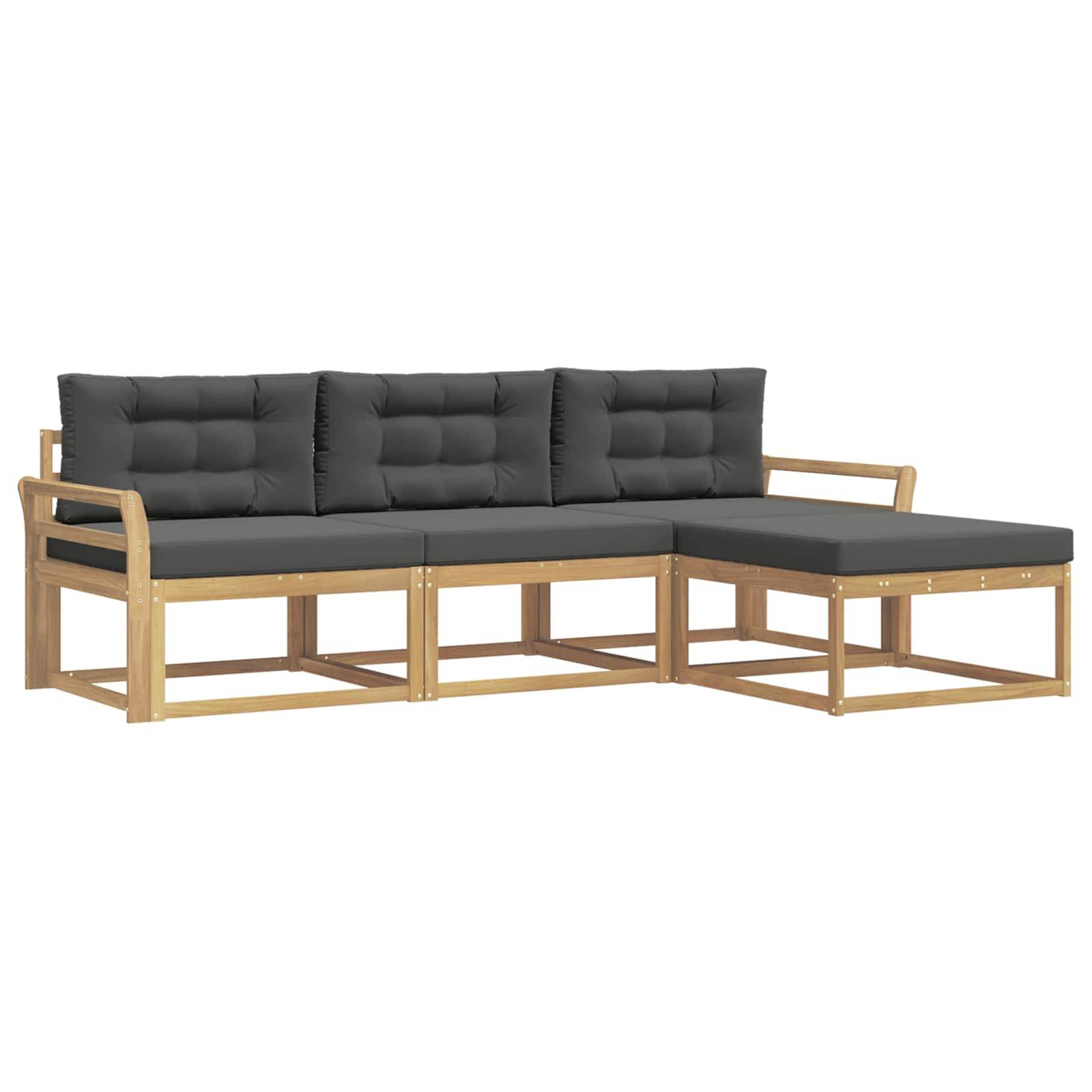 vidaXL Outdoor-Sofagarnitur 4 pcs Weiß und Anthrazit Polyester