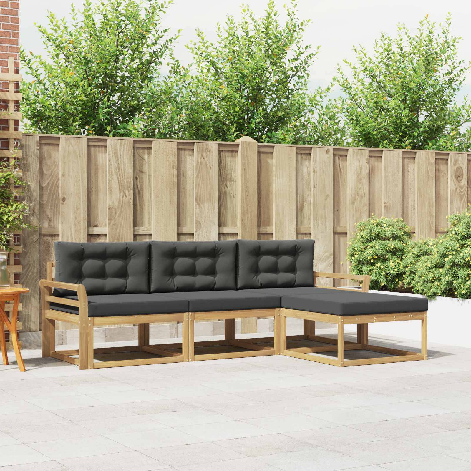vidaXL Outdoor-Sofagarnitur 4 pcs Weiß und Anthrazit Polyester