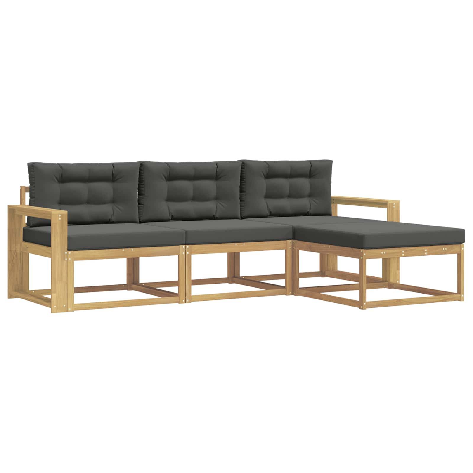 vidaXL Outdoor-Sofagarnitur 4 pcs Weiß und Anthrazit Polyester