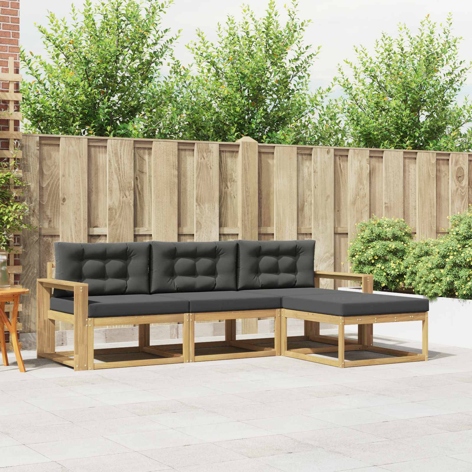 vidaXL Outdoor-Sofagarnitur 4 pcs Weiß und Anthrazit Polyester
