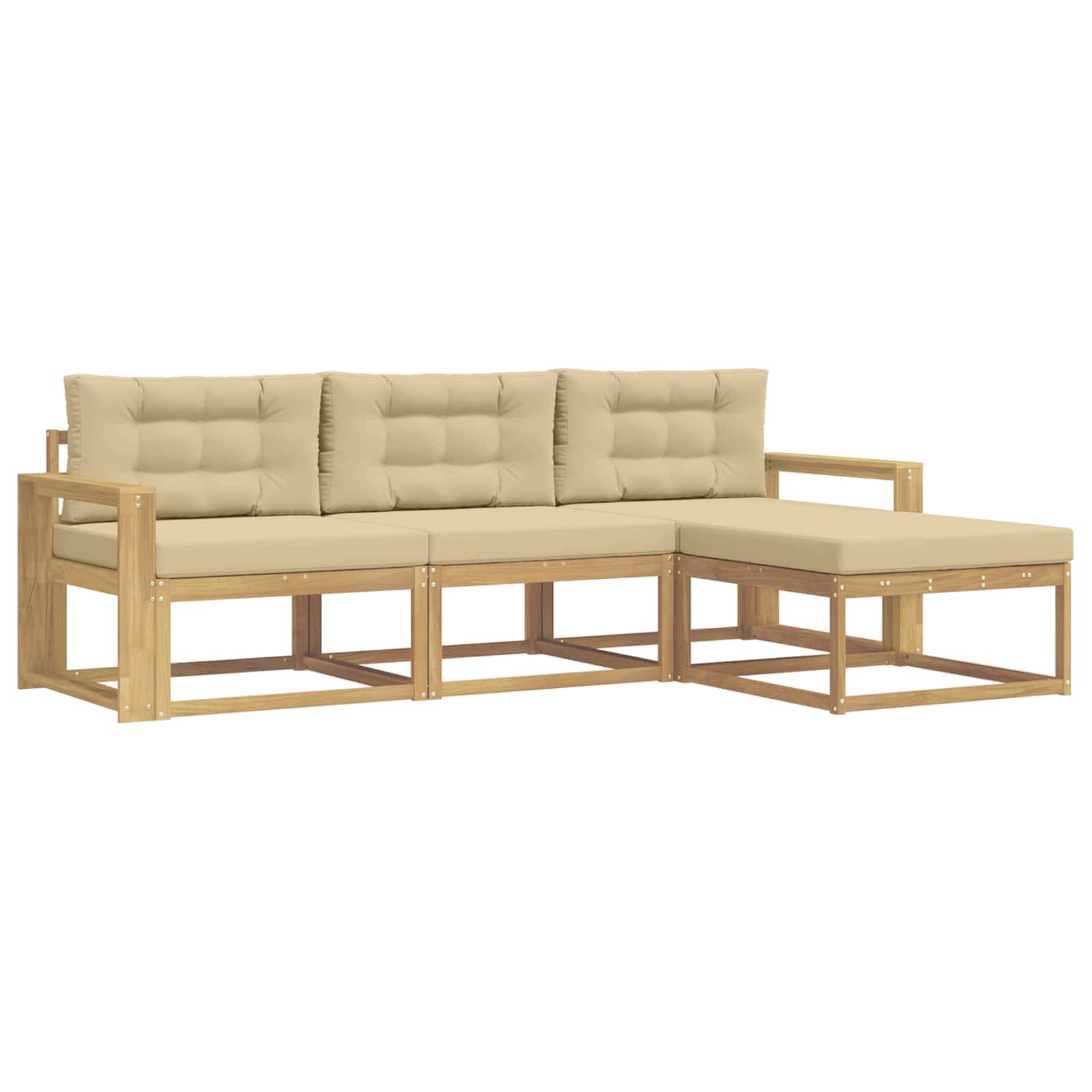 vidaXL Outdoor-Sofagarnitur mit Kissen 4 pcs Weiß und Beige Polyester