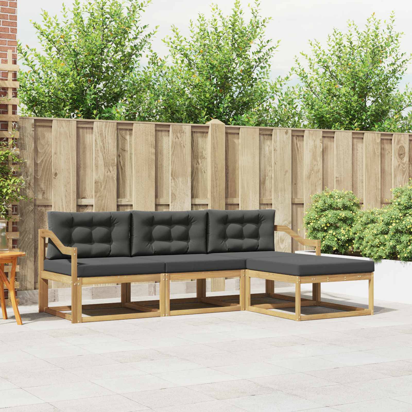vidaXL Outdoor-Sofagarnitur 4 pcs Weiß und Anthrazit Polyester
