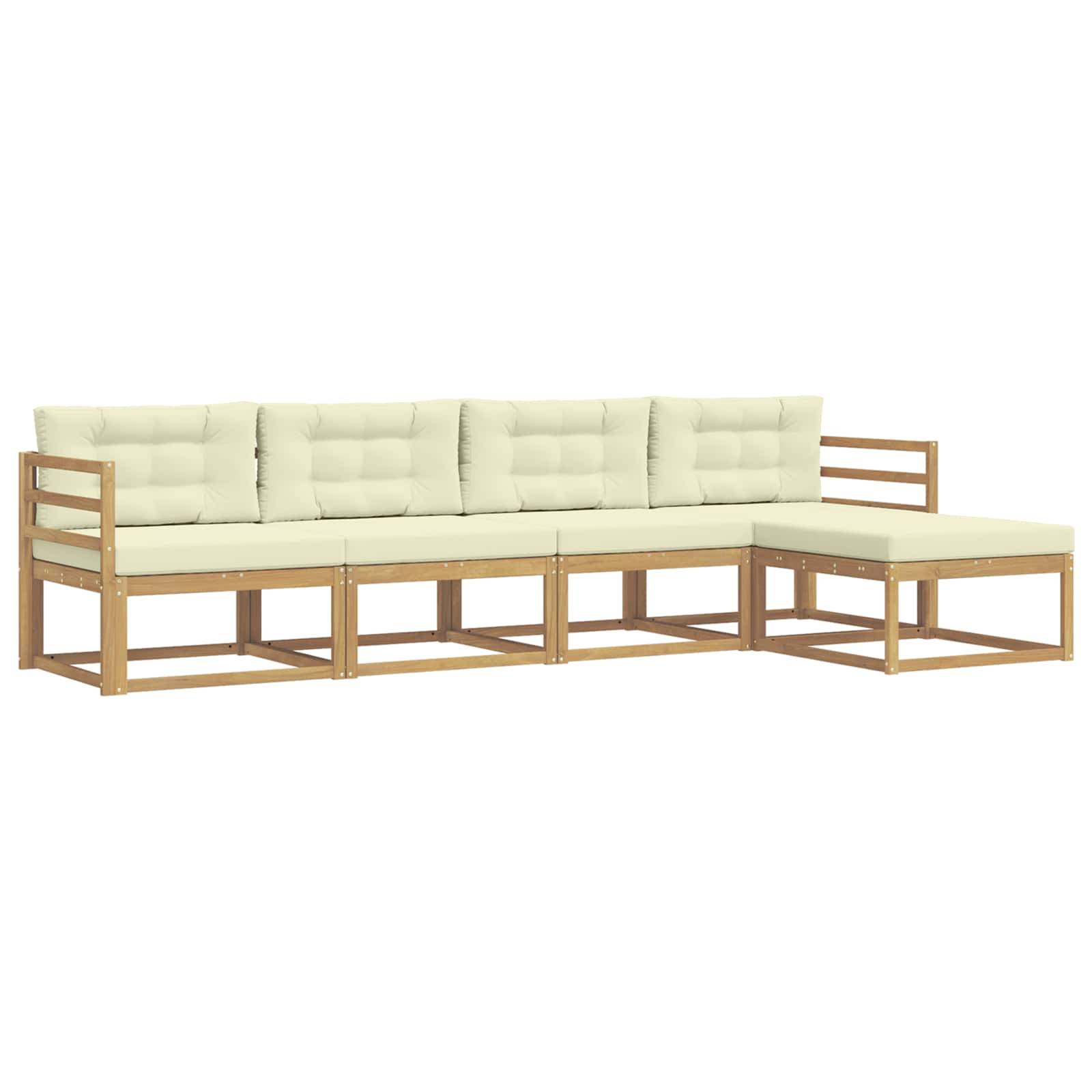 vidaXL Outdoor-Sofagarnitur mit Kissen 4 pcs Weiß und Creme Polyester