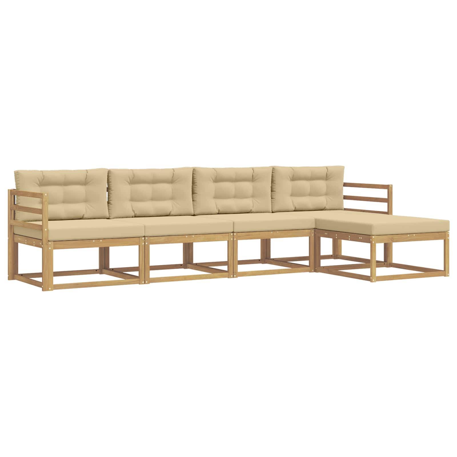 vidaXL Outdoor-Sofagarnitur mit Kissen 4 pcs Weiß und Beige Polyester