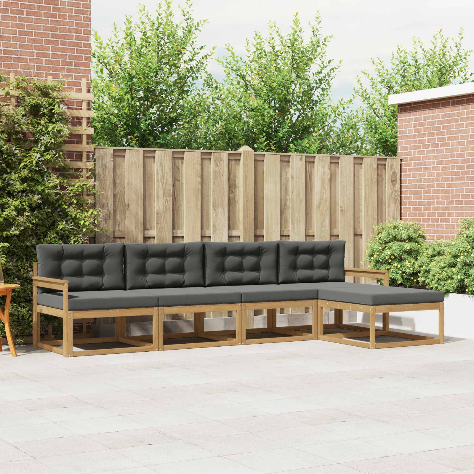 vidaXL Outdoor-Sofagarnitur 4 pcs Weiß und Anthrazit Polyester
