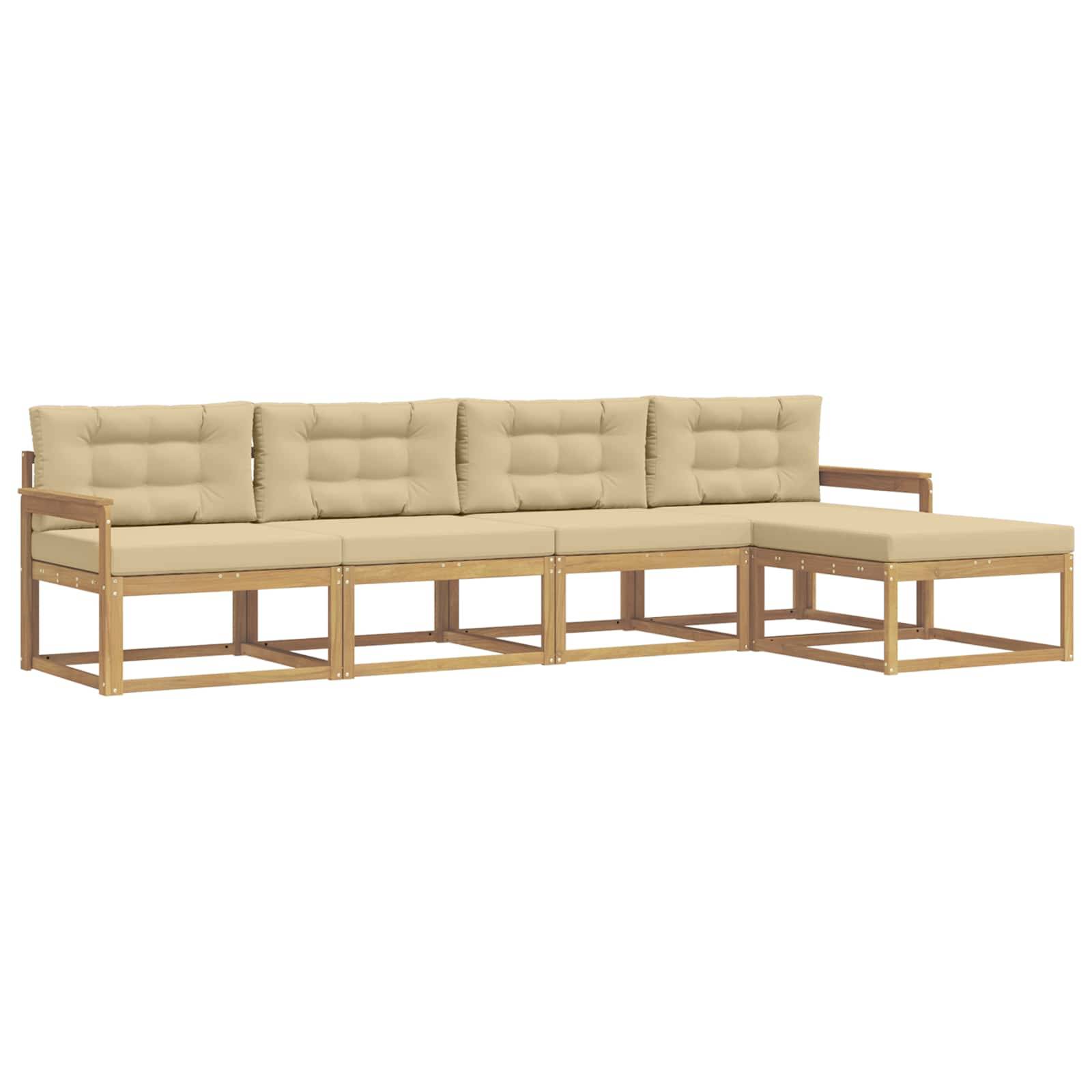 vidaXL Outdoor-Sofagarnitur mit Kissen 4 pcs Weiß und Beige Polyester