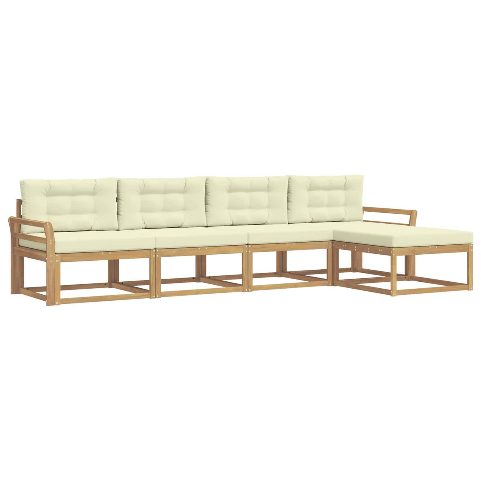 vidaXL Outdoor-Sofagarnitur mit Kissen 4 pcs Weiß und Creme Polyester