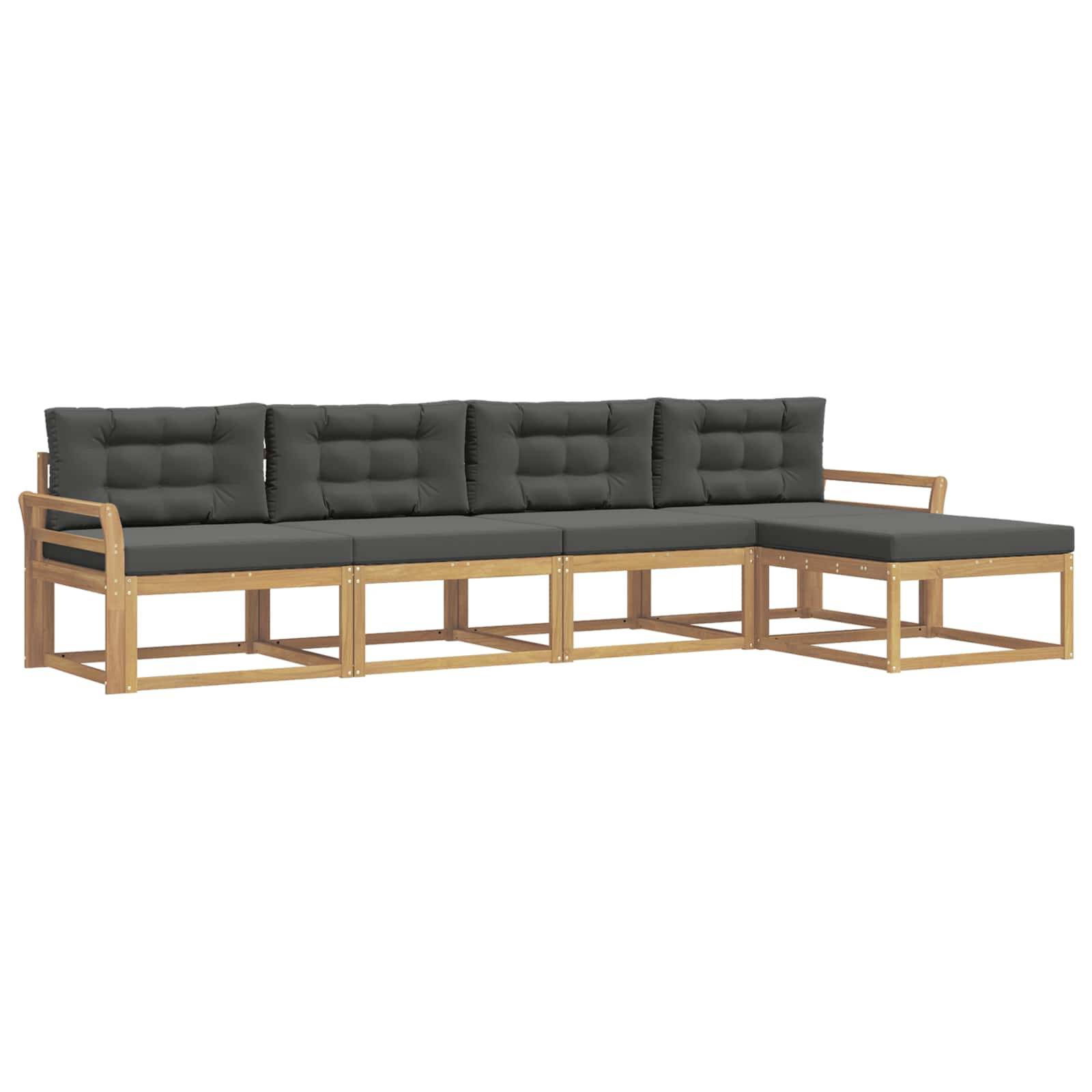 vidaXL Outdoor-Sofagarnitur 4 pcs Weiß und Anthrazit Polyester