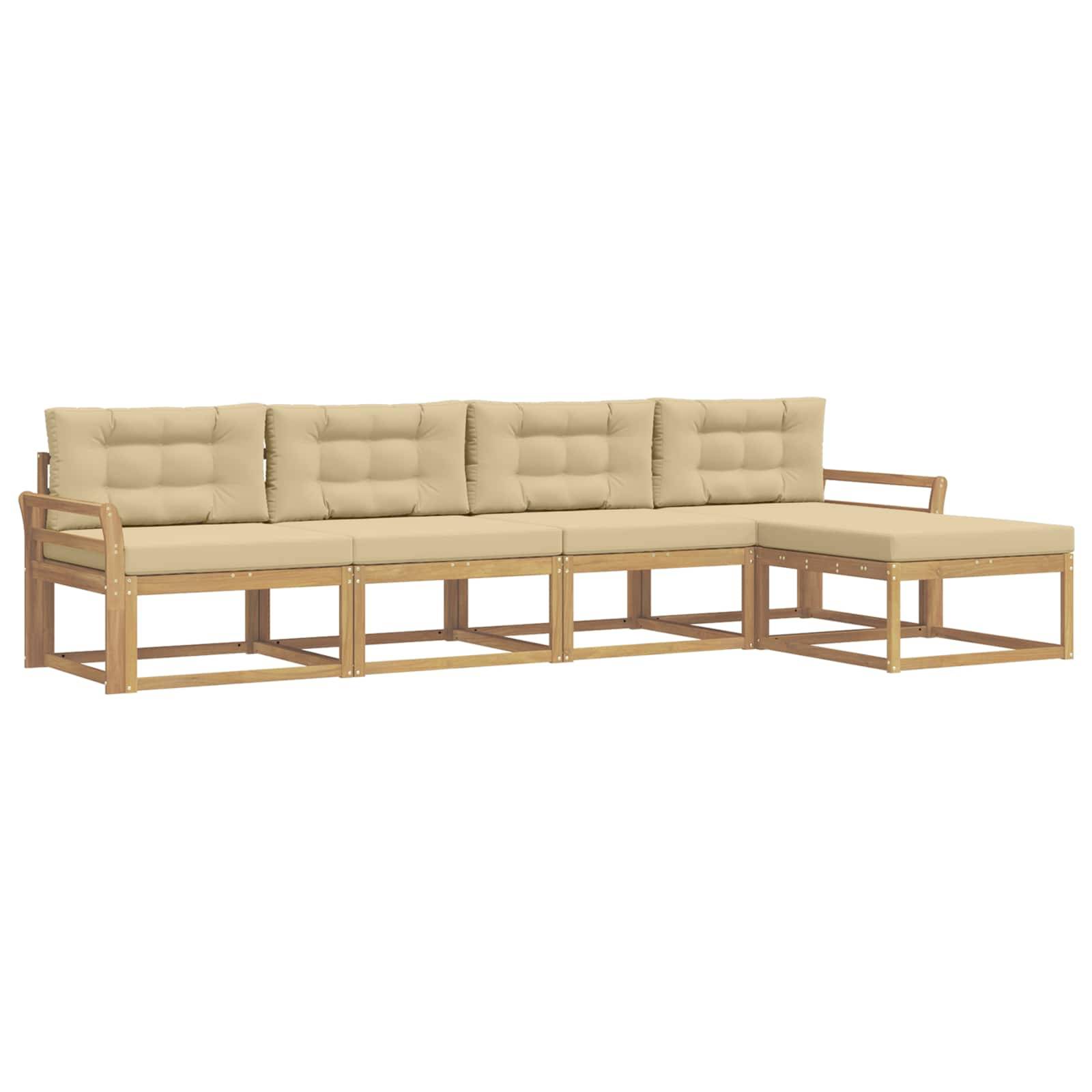 vidaXL Outdoor-Sofagarnitur mit Kissen 4 pcs Weiß und Beige Polyester