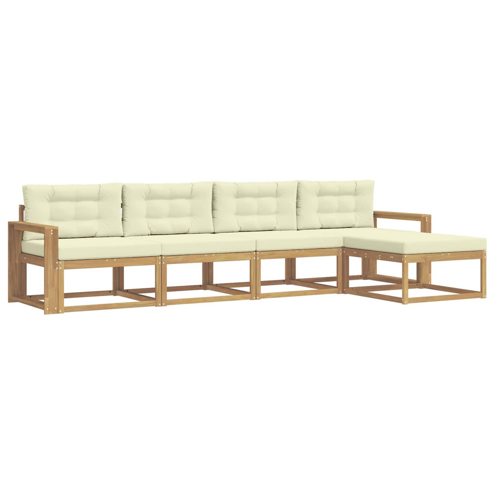 vidaXL Outdoor-Sofagarnitur mit Kissen 4 pcs Weiß und Creme Polyester