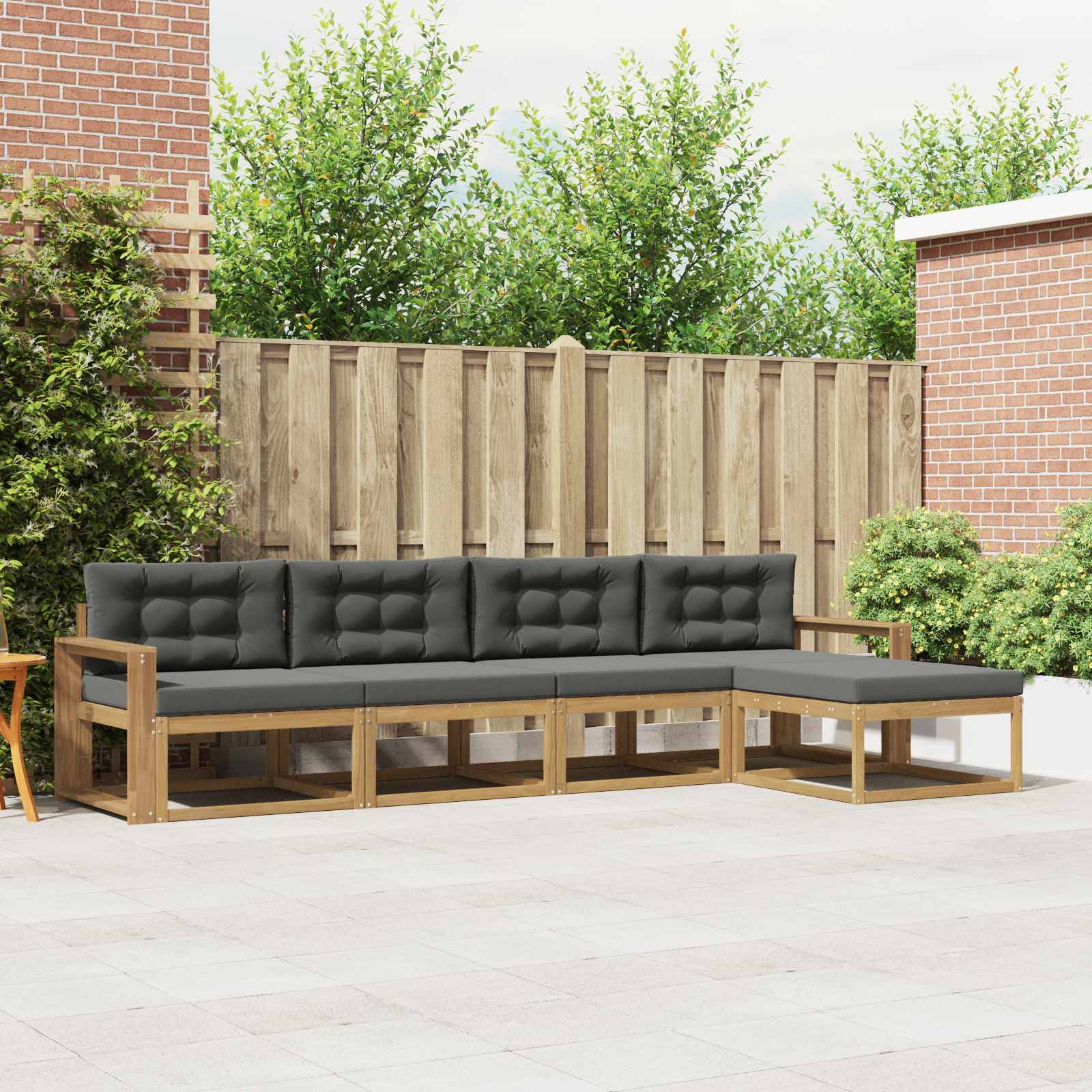 vidaXL Outdoor-Sofagarnitur 4 pcs Weiß und Anthrazit Polyester