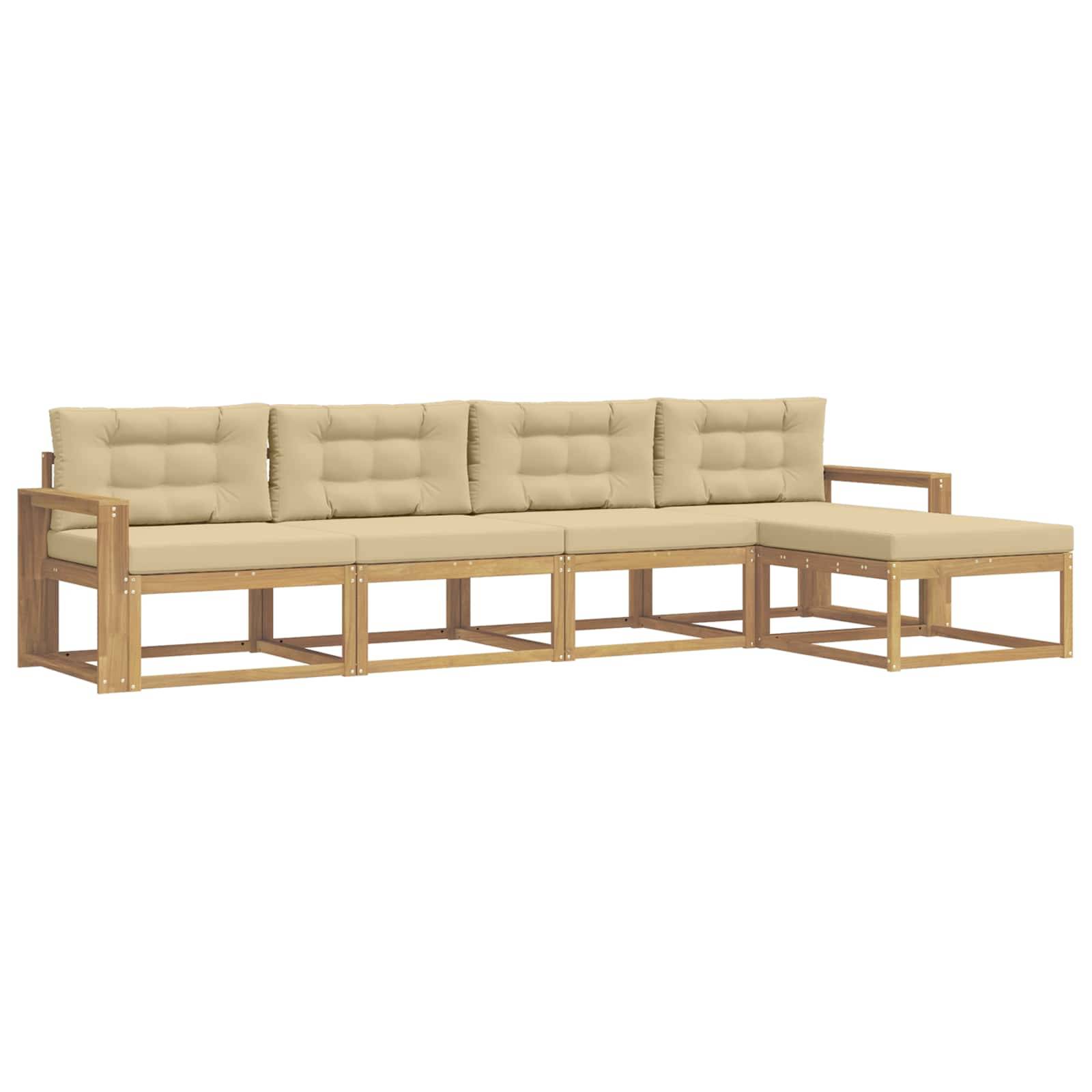 vidaXL Outdoor-Sofagarnitur mit Kissen 4 pcs Weiß und Beige Polyester