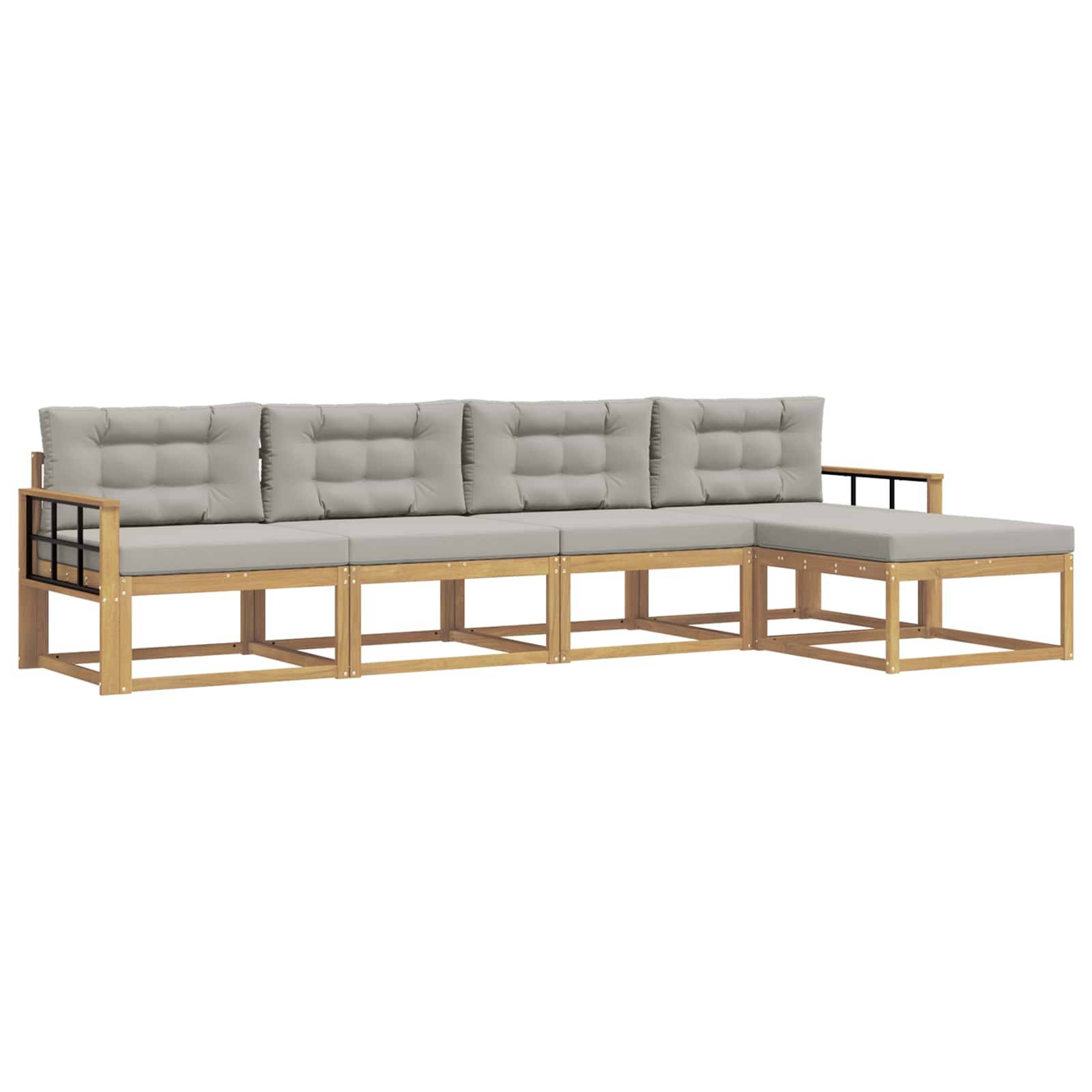 vidaXL Outdoor-Sofagarnitur 4 pcs Weiß und Hellgrau Polyester