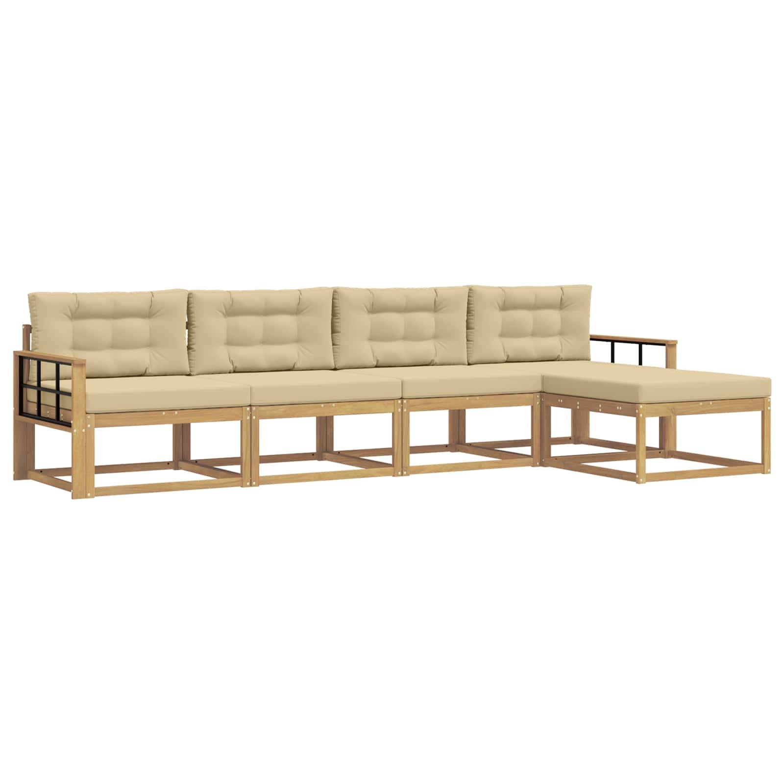 vidaXL Outdoor-Sofagarnitur mit Kissen 4 pcs Weiß und Beige Polyester