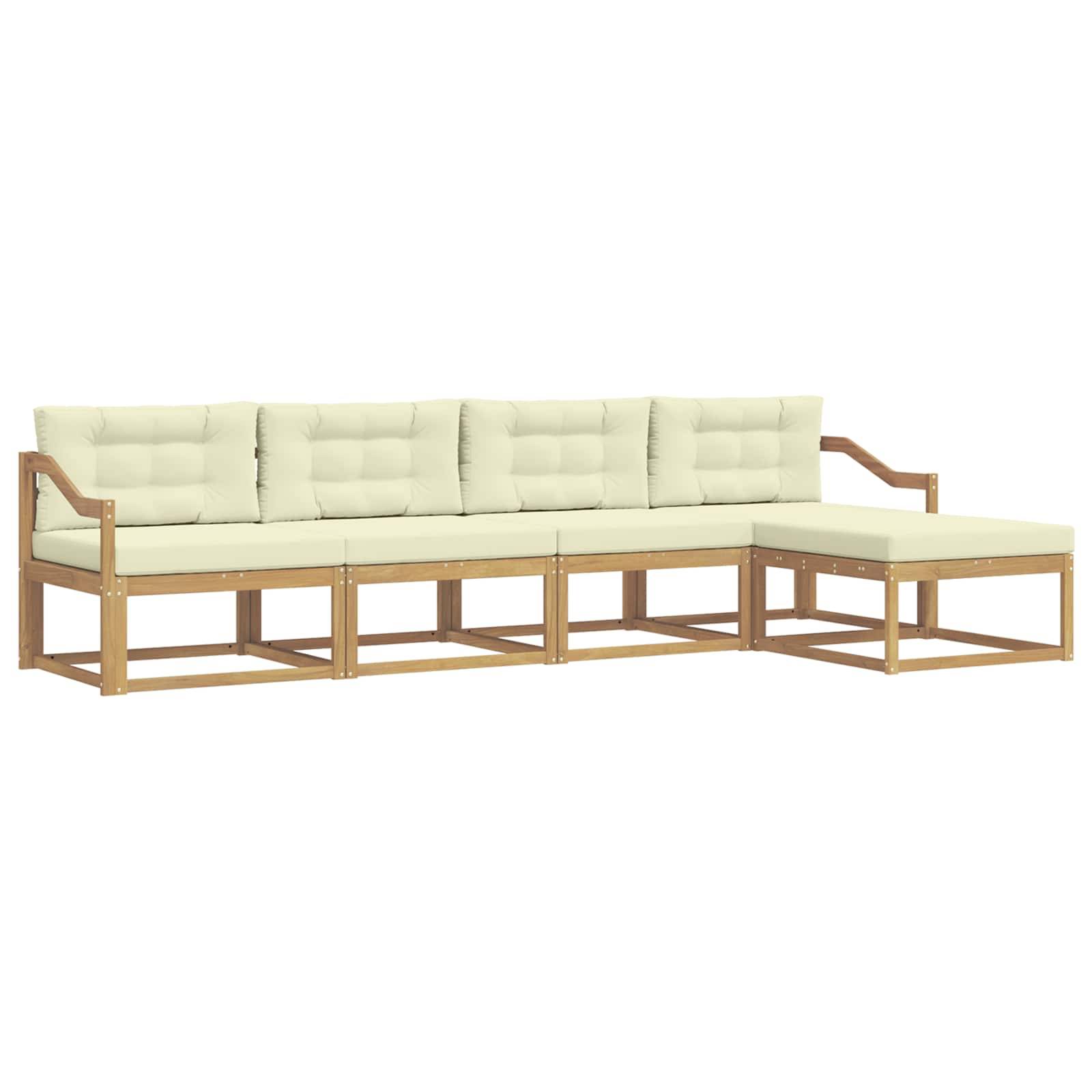 vidaXL Outdoor-Sofagarnitur mit Kissen 4 pcs Weiß und Creme Polyester