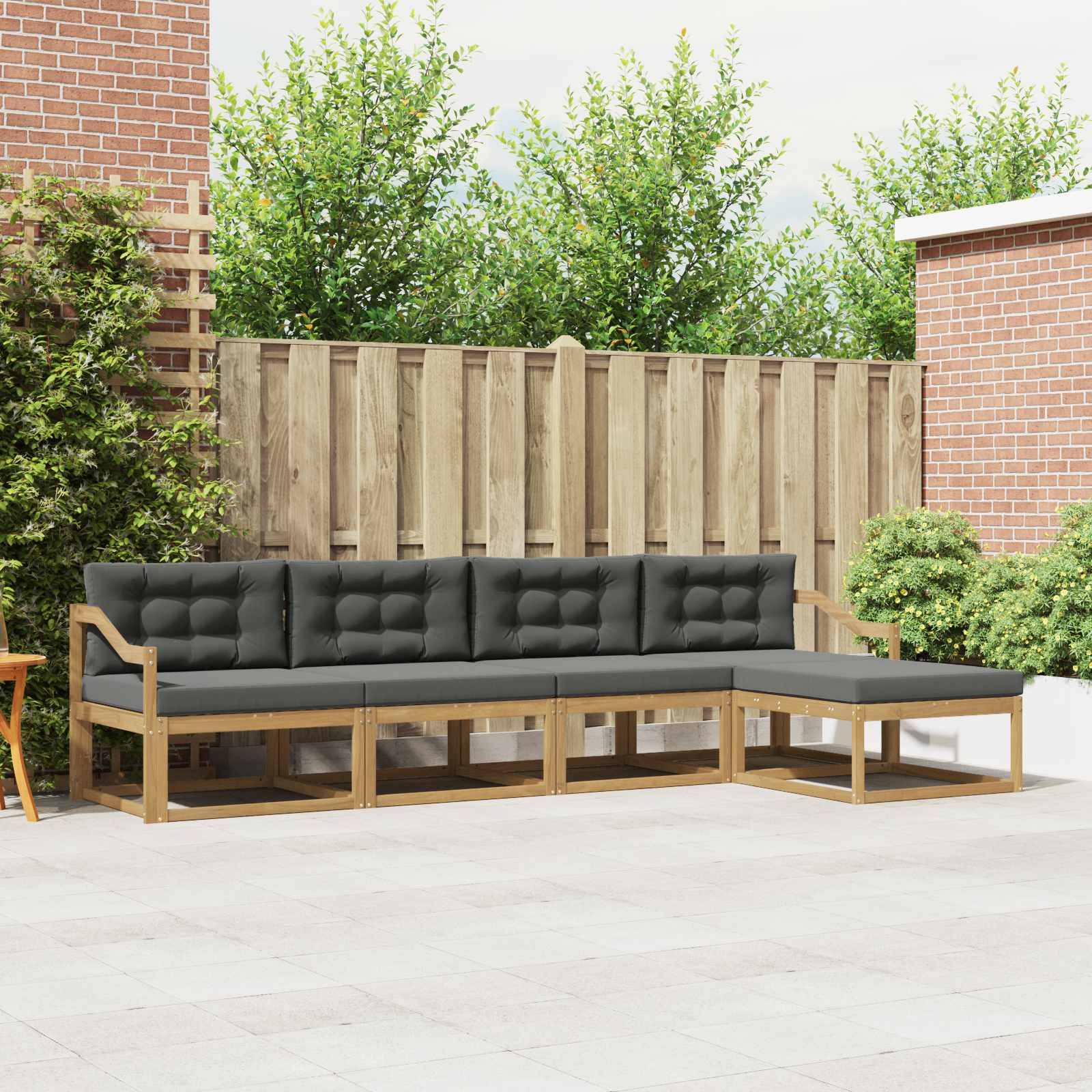 vidaXL Outdoor-Sofagarnitur 4 pcs Weiß und Anthrazit Polyester