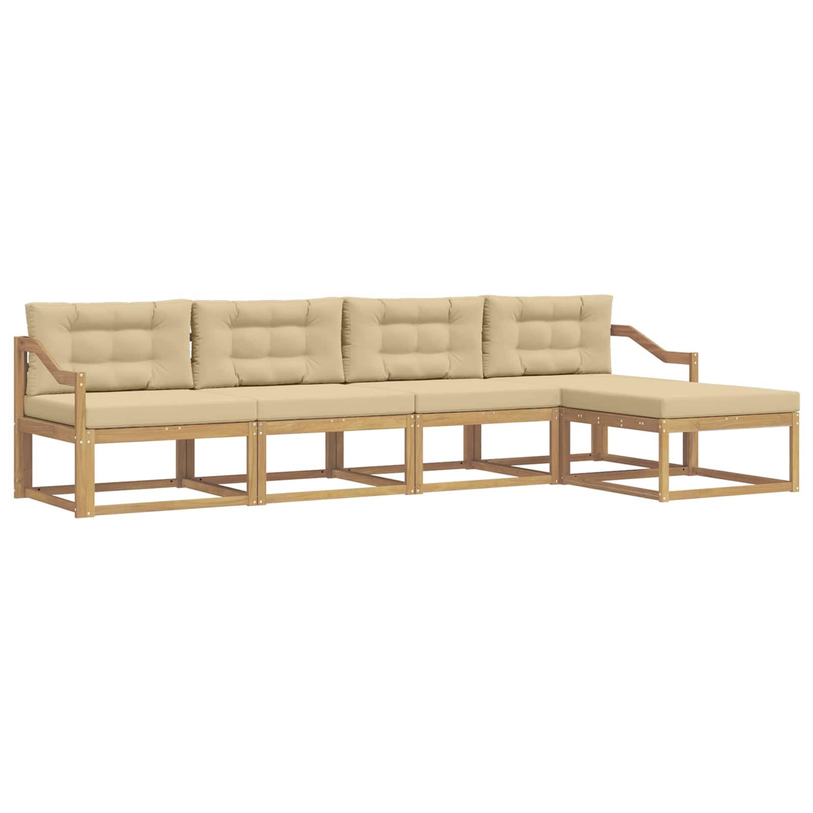 vidaXL Outdoor-Sofagarnitur mit Kissen 4 pcs Weiß und Beige Polyester