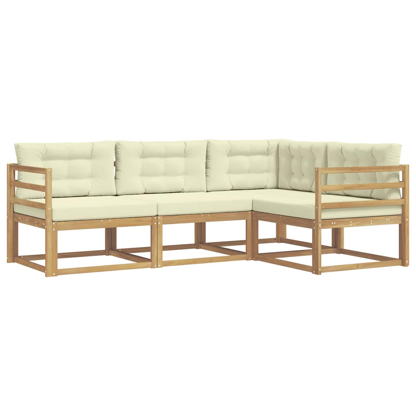 vidaXL Outdoor-Sofagarnitur mit Kissen 3 pcs Weiß und Creme Polyester