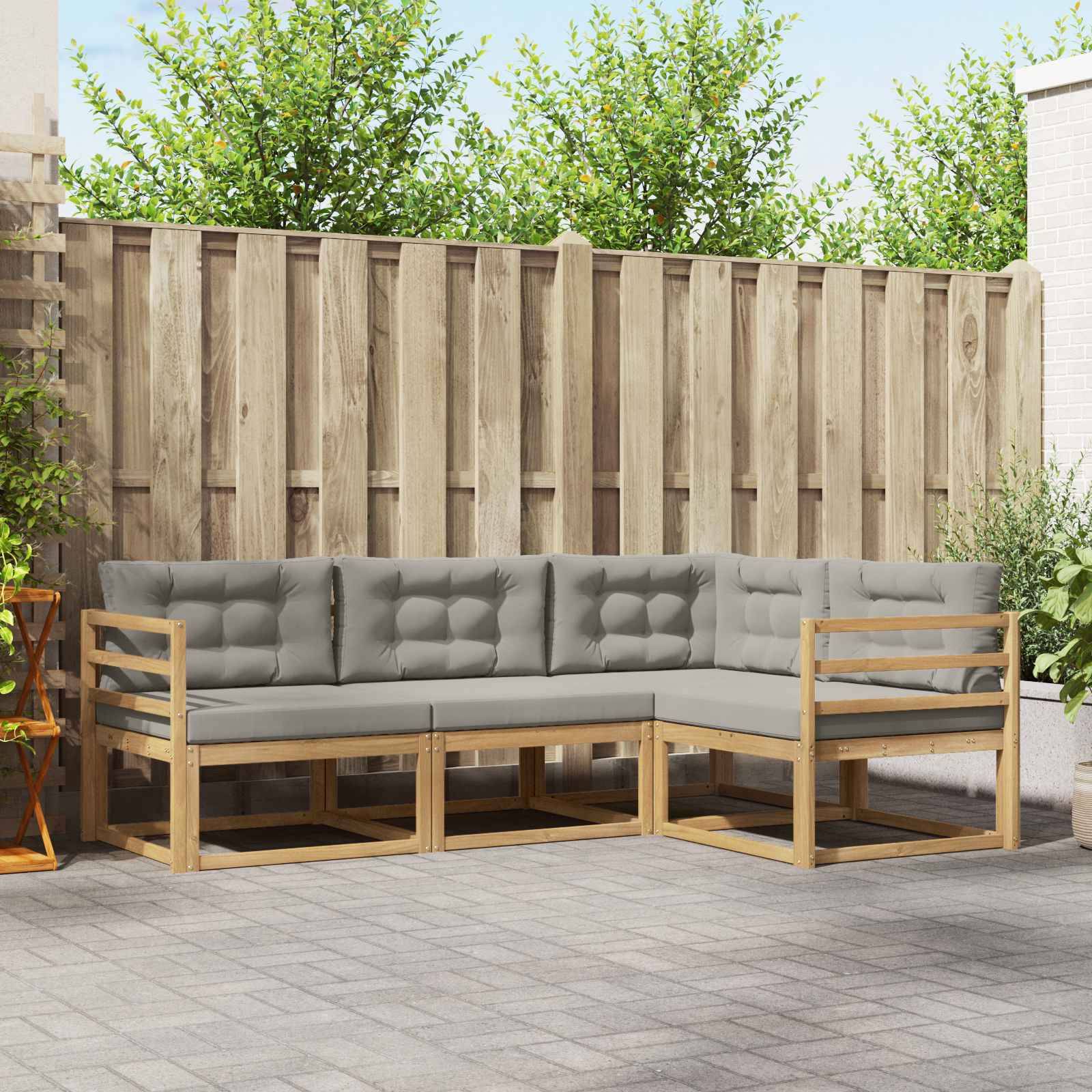 vidaXL Outdoor-Sofagarnitur 3 pcs Weiß und Hellgrau Polyester