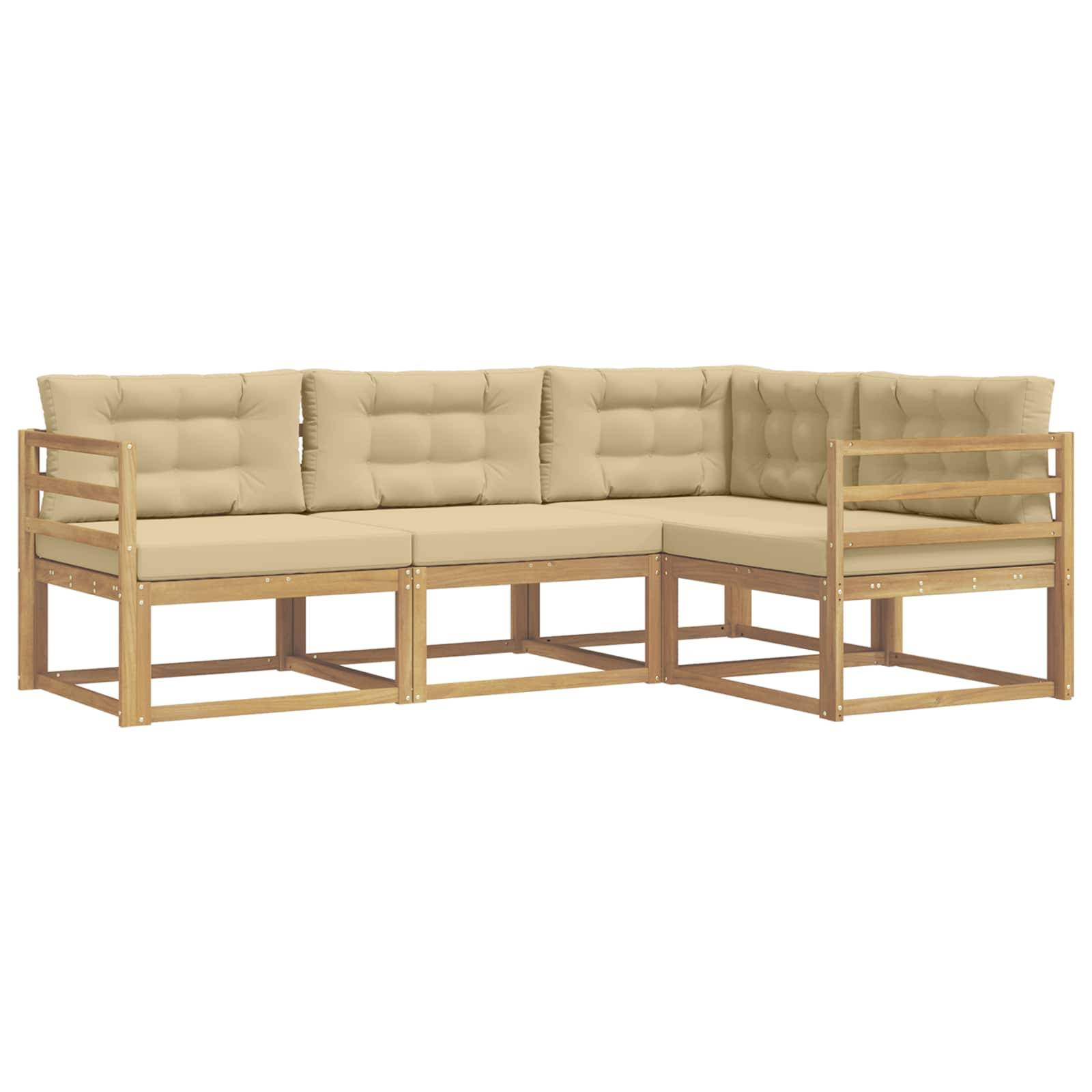 vidaXL Outdoor-Sofagarnitur mit Kissen 3 pcs Weiß und Beige Polyester