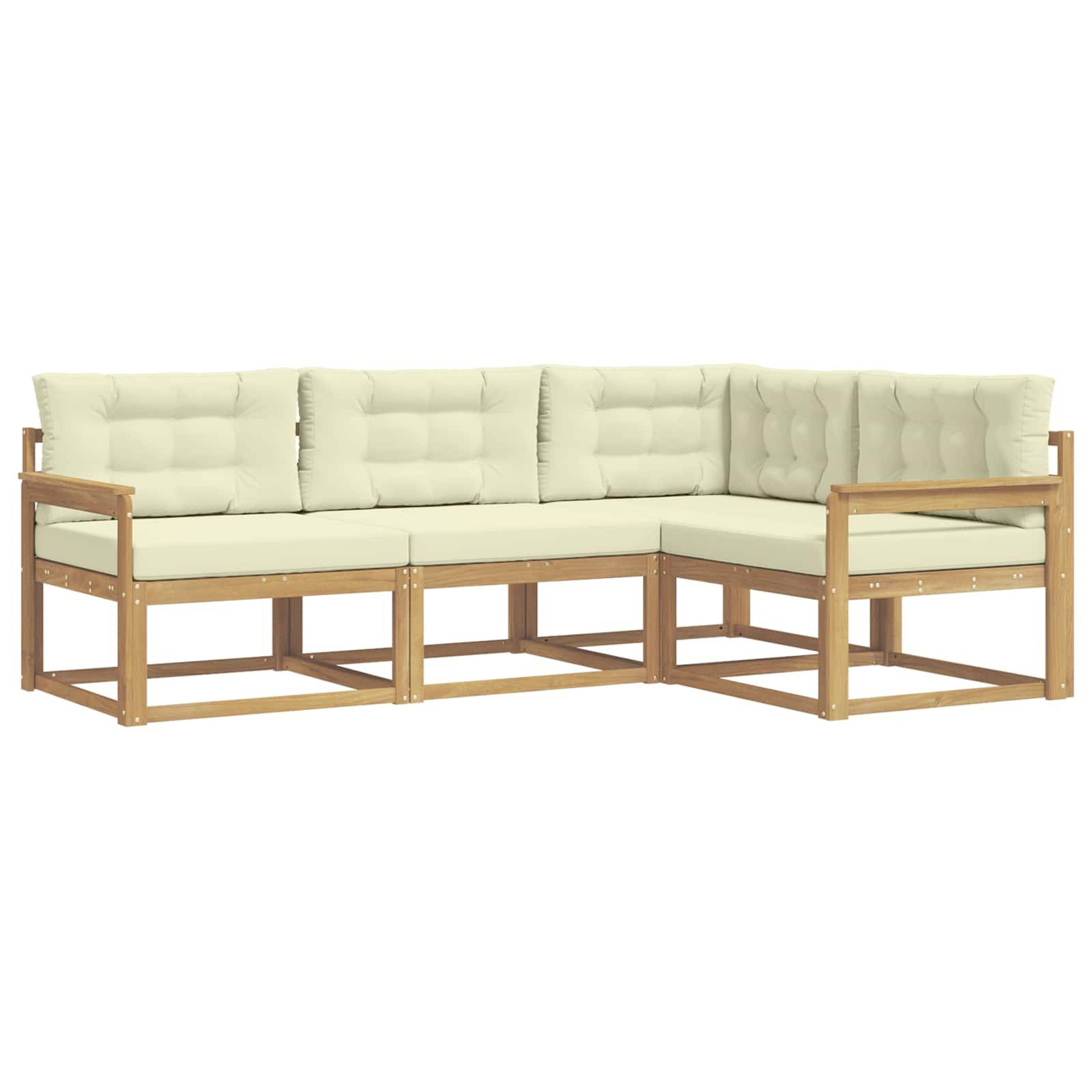 vidaXL Outdoor-Sofagarnitur mit Kissen 3 pcs Weiß und Creme Polyester