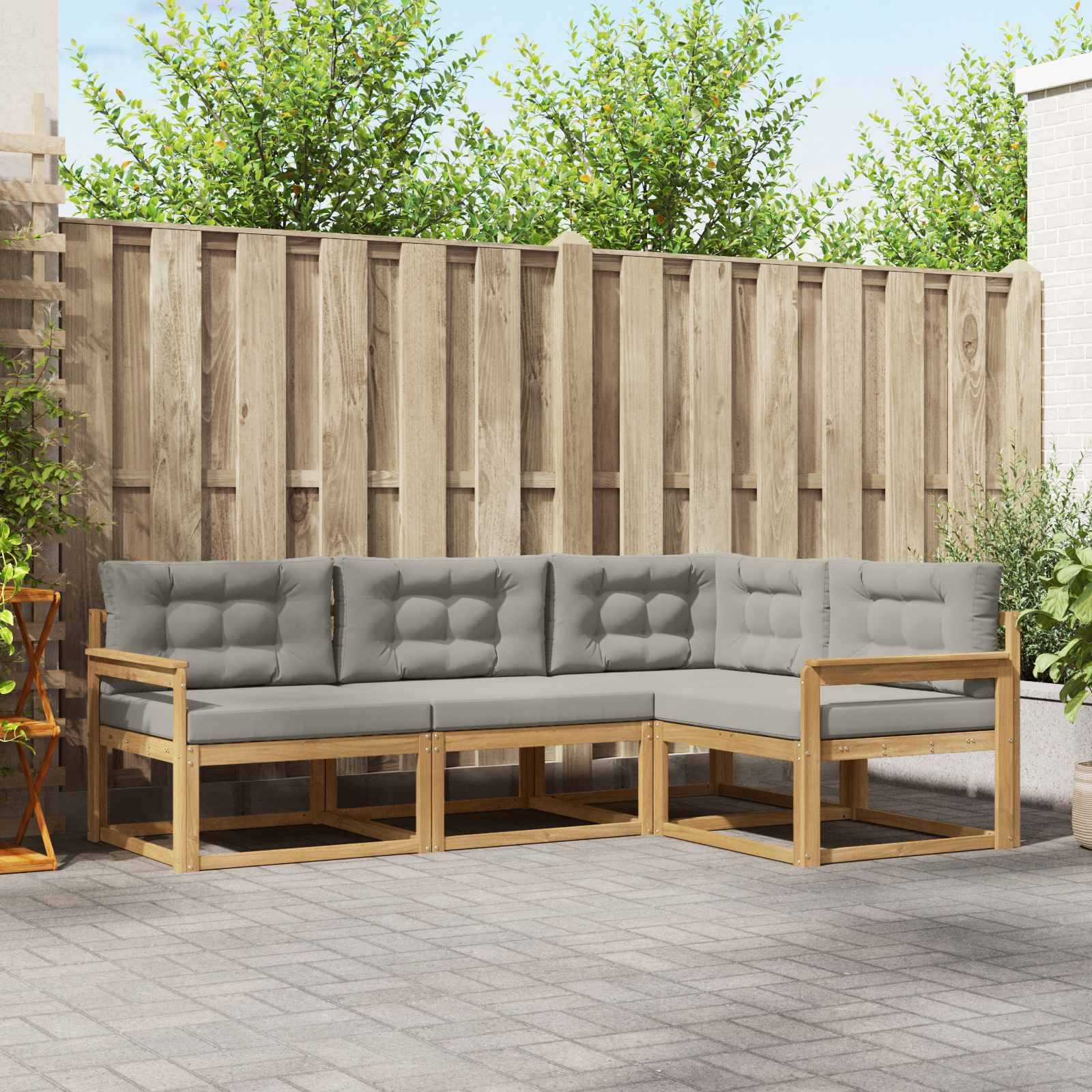 vidaXL Outdoor-Sofagarnitur 3 pcs Weiß und Hellgrau Polyester