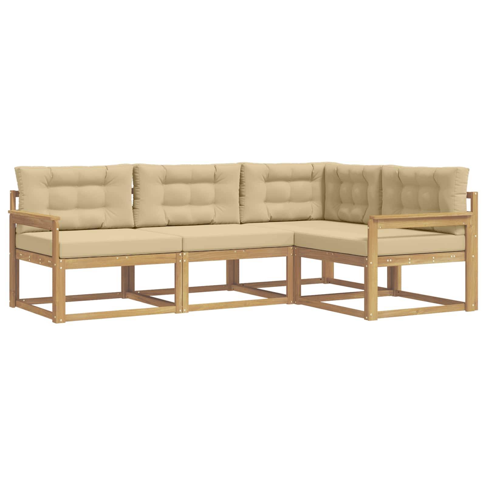 vidaXL Outdoor-Sofagarnitur mit Kissen 3 pcs Weiß und Beige Polyester