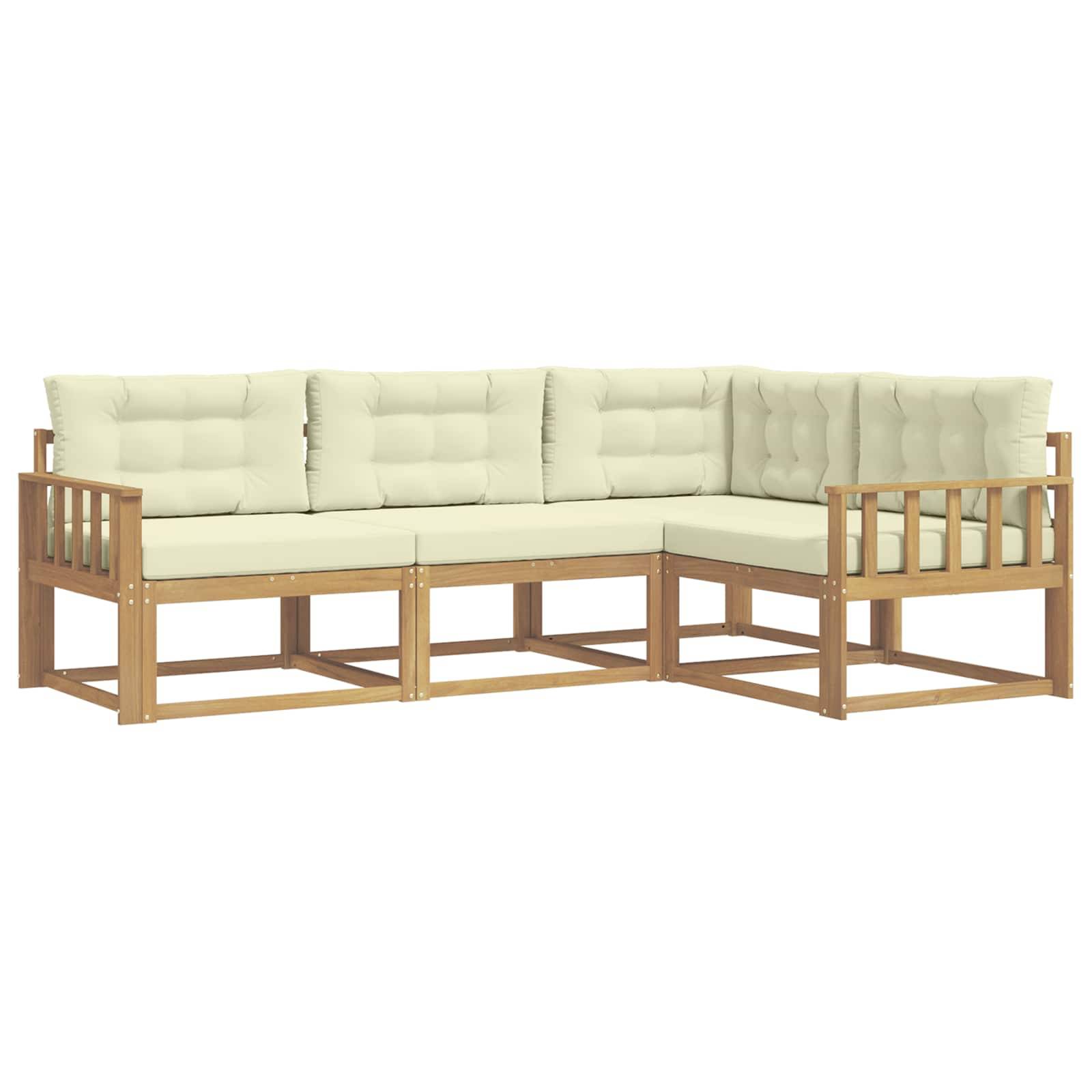 vidaXL Outdoor-Sofagarnitur mit Kissen 3 pcs Weiß und Creme Polyester