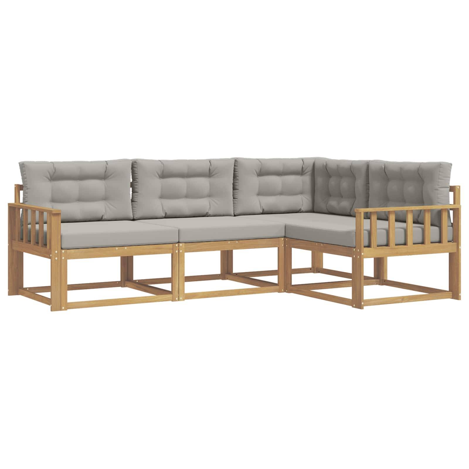 vidaXL Outdoor-Sofagarnitur 3 pcs Weiß und Hellgrau Polyester