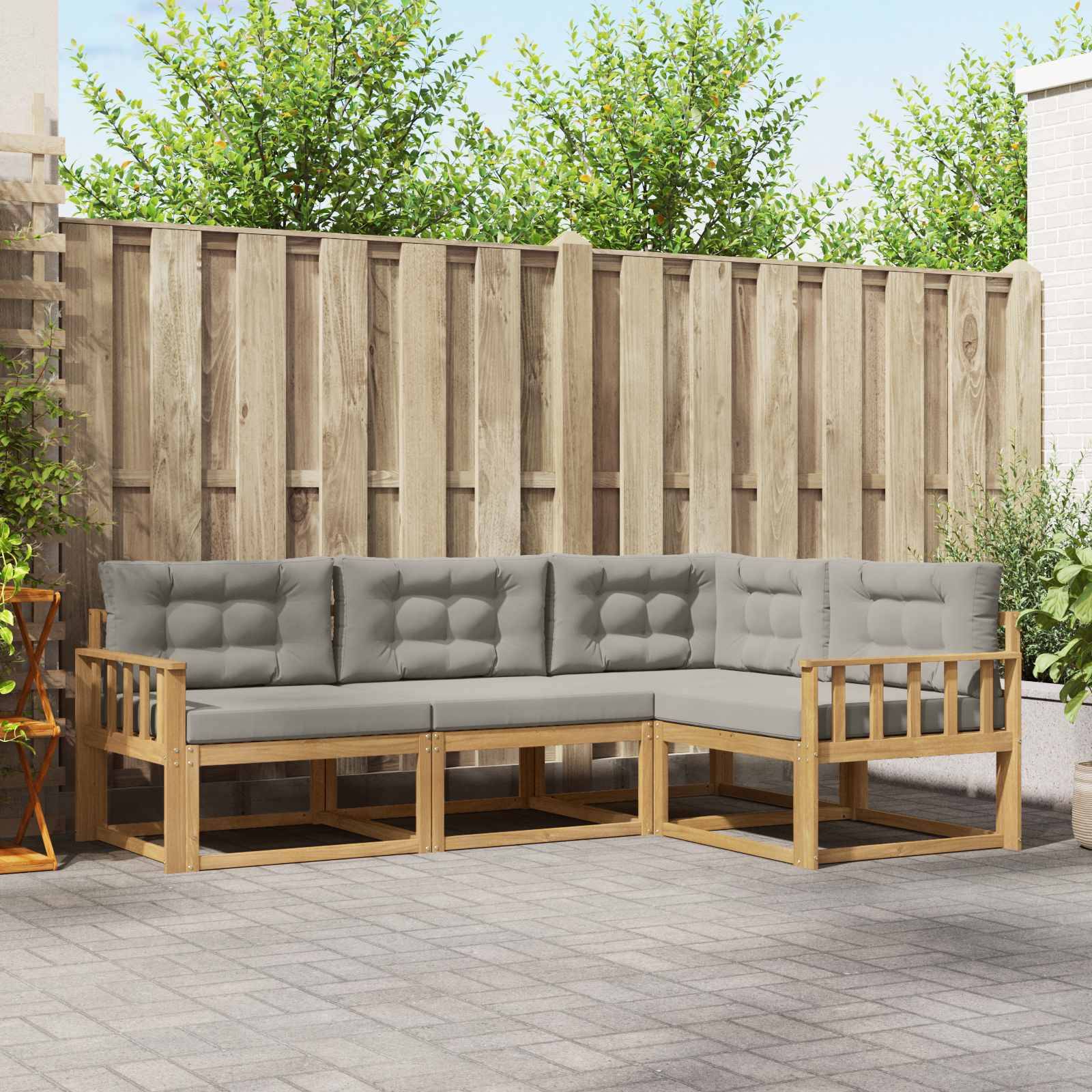 vidaXL Outdoor-Sofagarnitur 3 pcs Weiß und Hellgrau Polyester