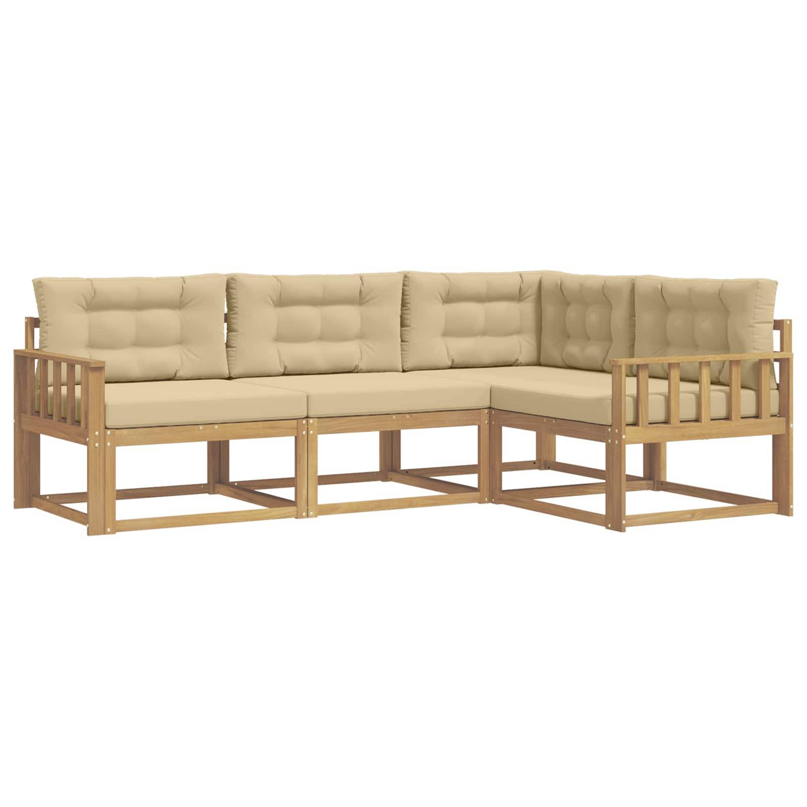 vidaXL Outdoor-Sofagarnitur mit Kissen 3 pcs Weiß und Beige Polyester