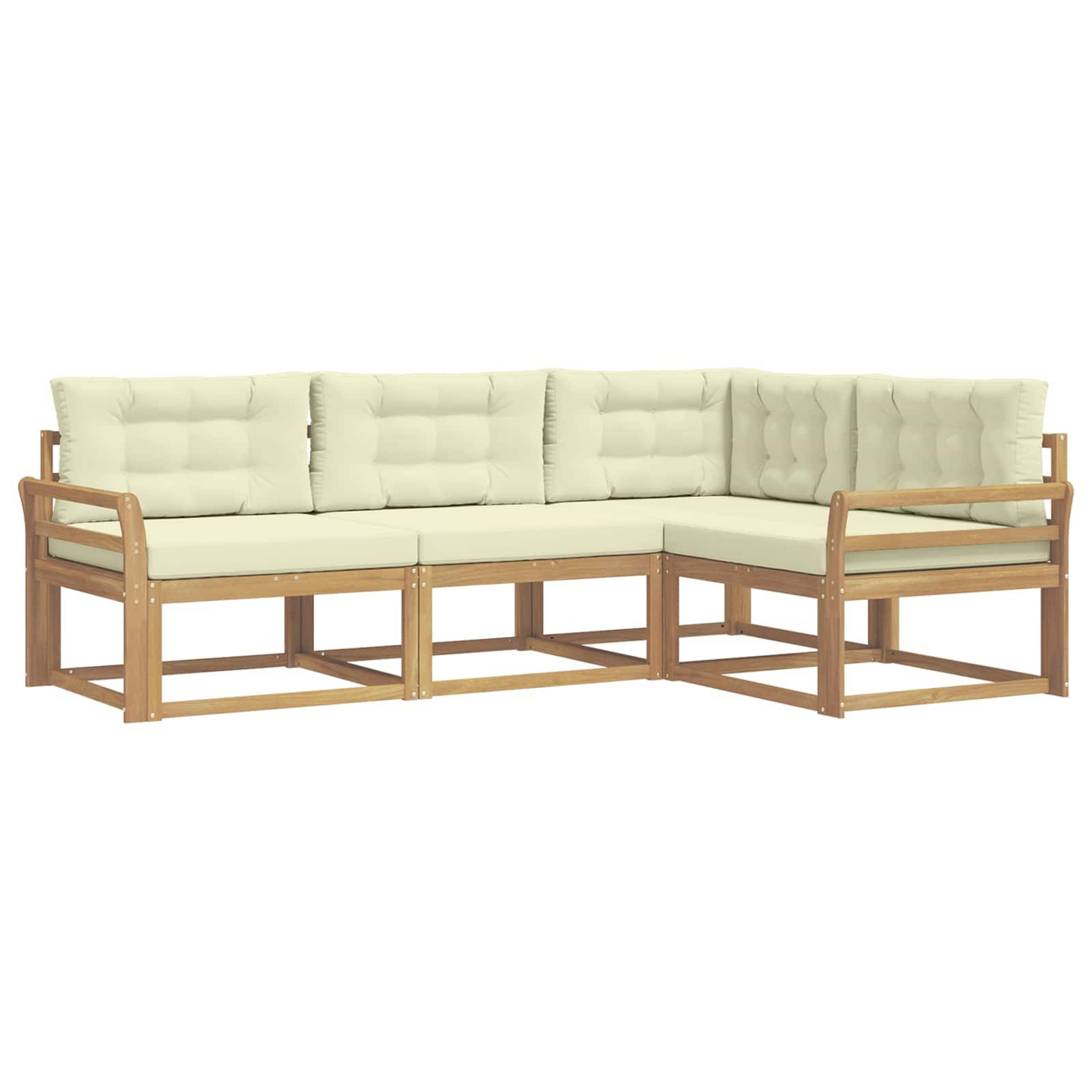 vidaXL Outdoor-Sofagarnitur mit Kissen 3 pcs Weiß und Creme Polyester