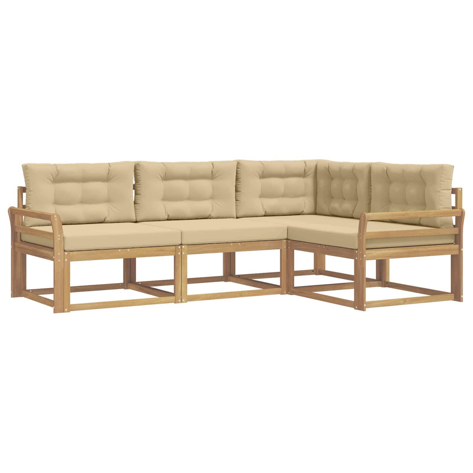 vidaXL Outdoor-Sofagarnitur mit Kissen 3 pcs Weiß und Beige Polyester