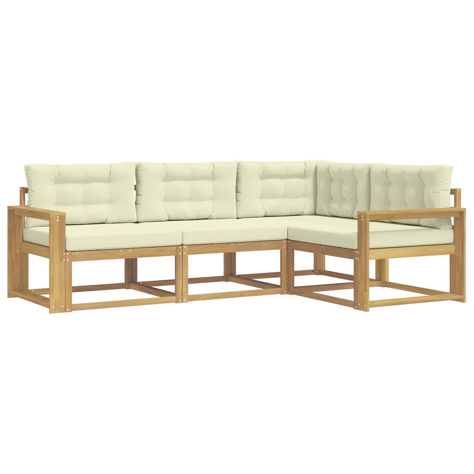 vidaXL Outdoor-Sofagarnitur mit Kissen 3 pcs Weiß und Creme Polyester