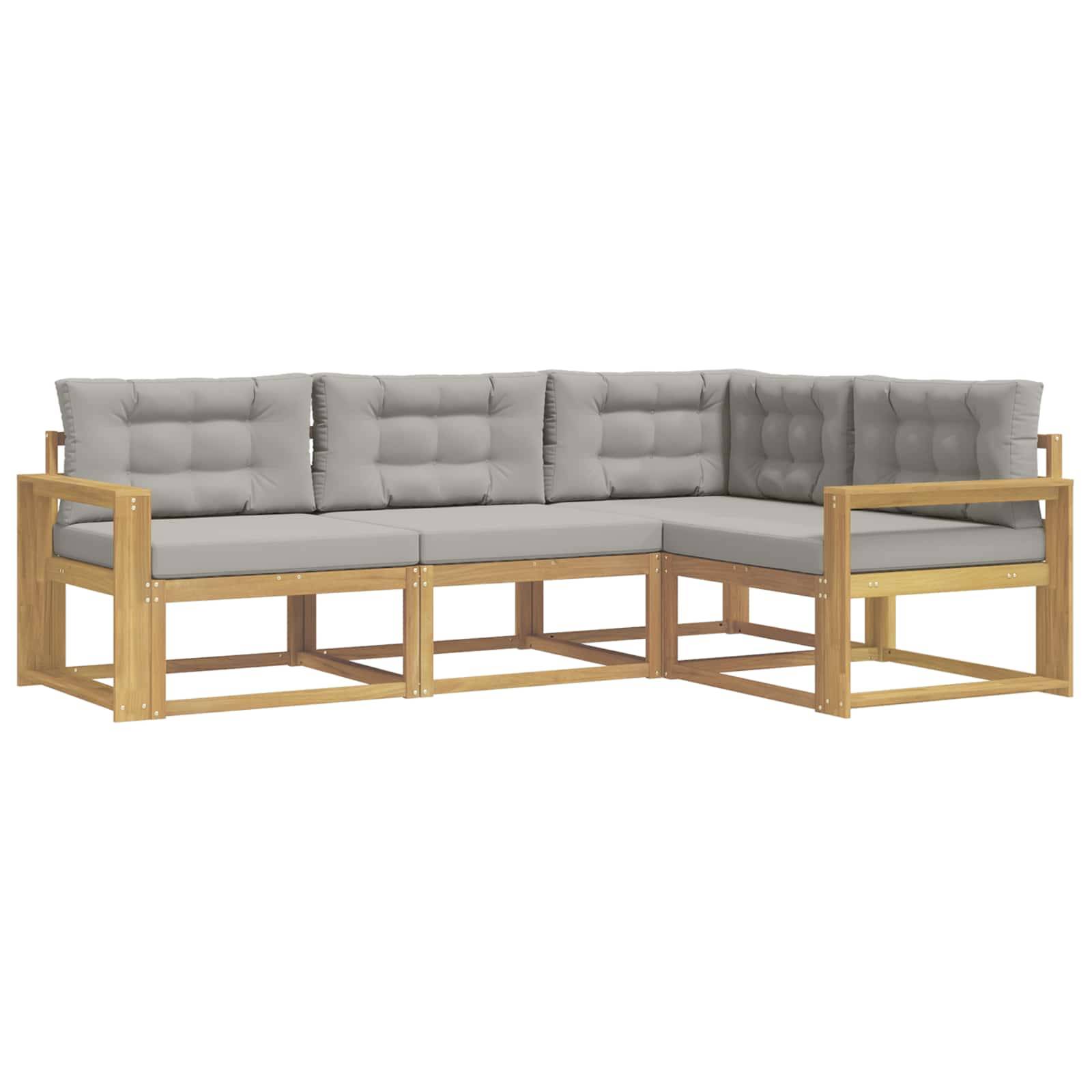 vidaXL Outdoor-Sofagarnitur 3 pcs Weiß und Hellgrau Polyester