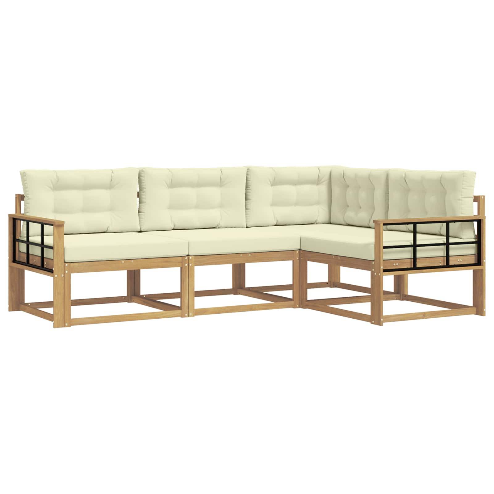 vidaXL Outdoor-Sofagarnitur mit Kissen 3 pcs Weiß und Creme Polyester