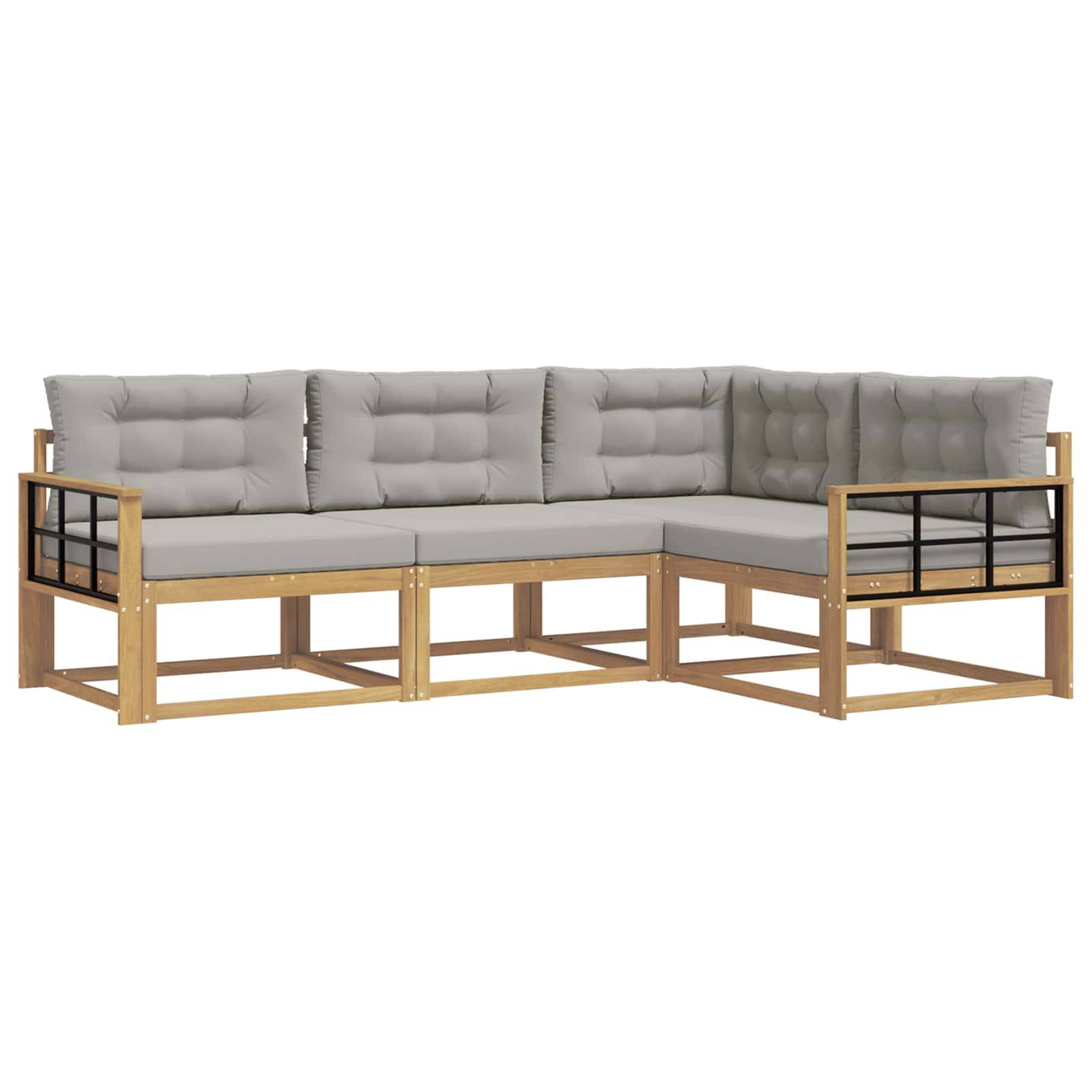 vidaXL Outdoor-Sofagarnitur 3 pcs Weiß und Hellgrau Polyester
