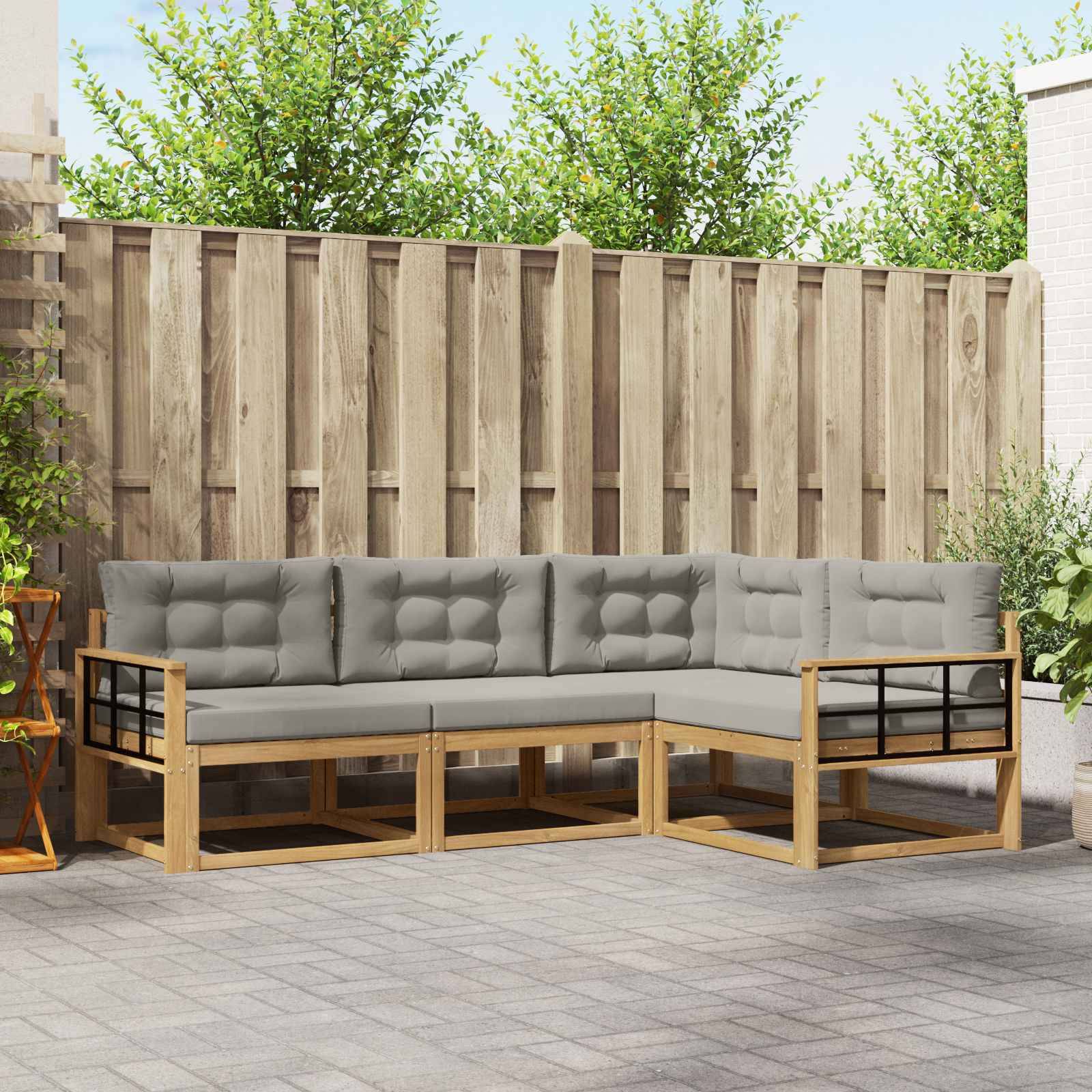 vidaXL Outdoor-Sofagarnitur 3 pcs Weiß und Hellgrau Polyester