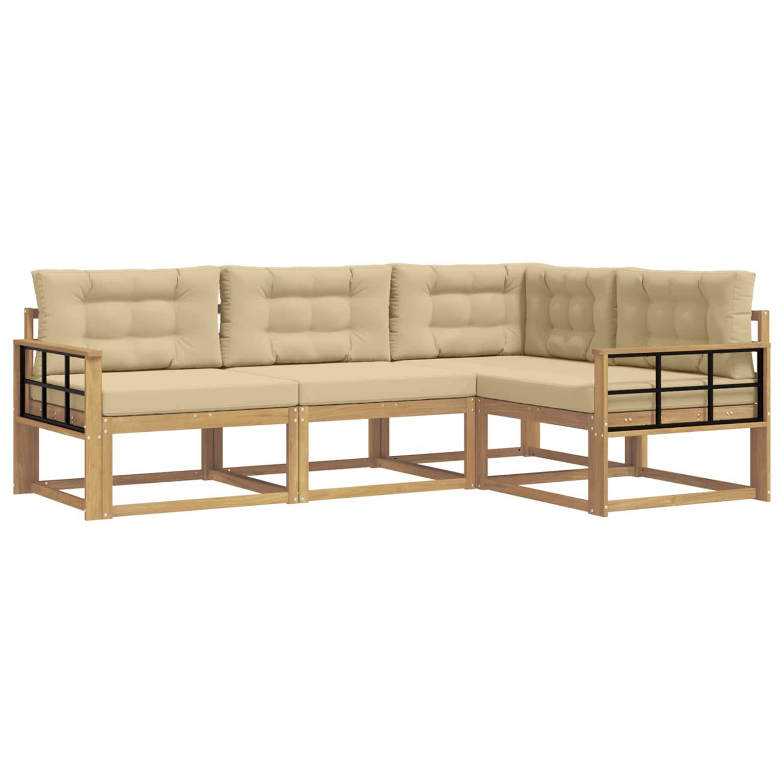vidaXL Outdoor-Sofagarnitur mit Kissen 3 pcs Weiß und Beige Polyester