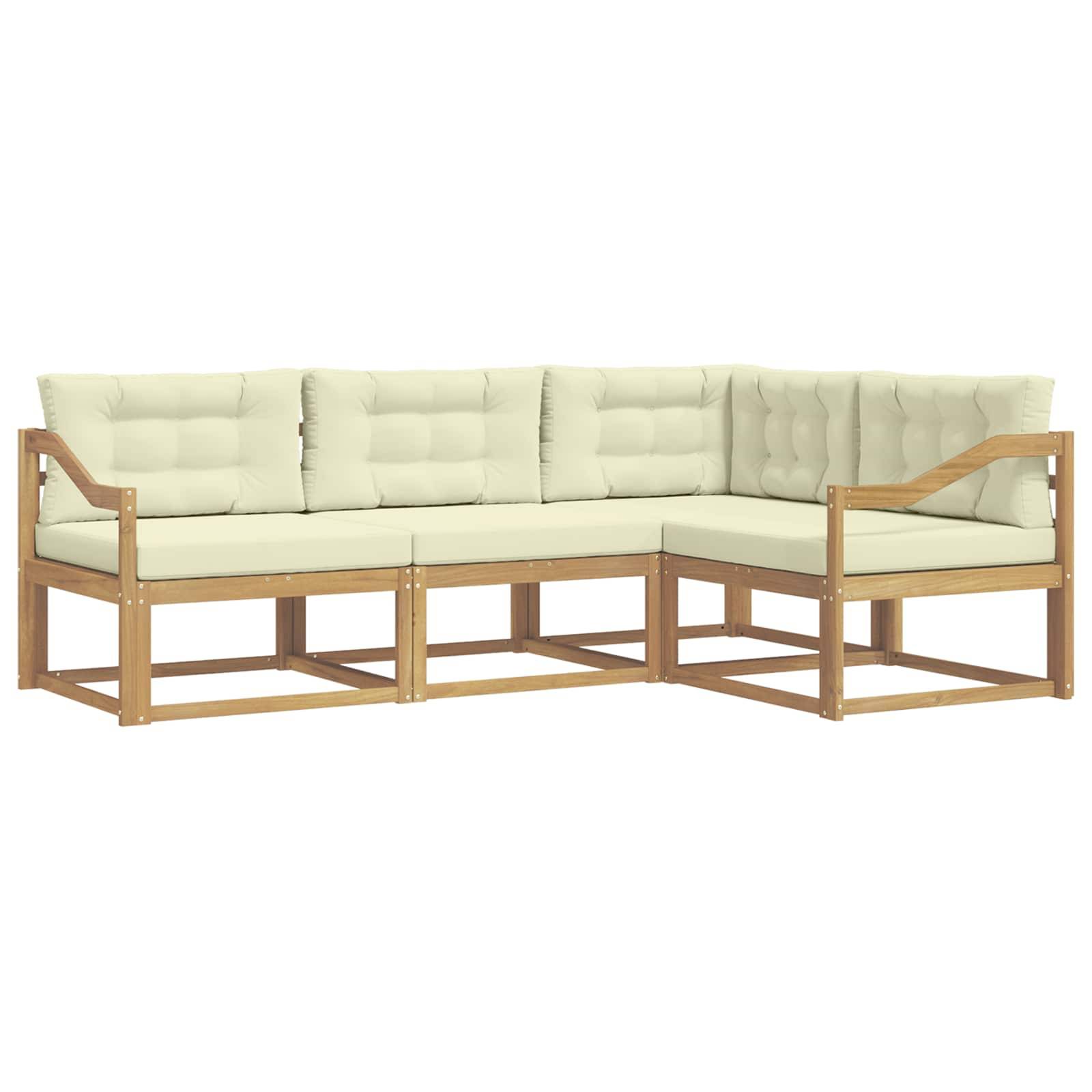 vidaXL Outdoor-Sofagarnitur mit Kissen 3 pcs Weiß und Creme Polyester