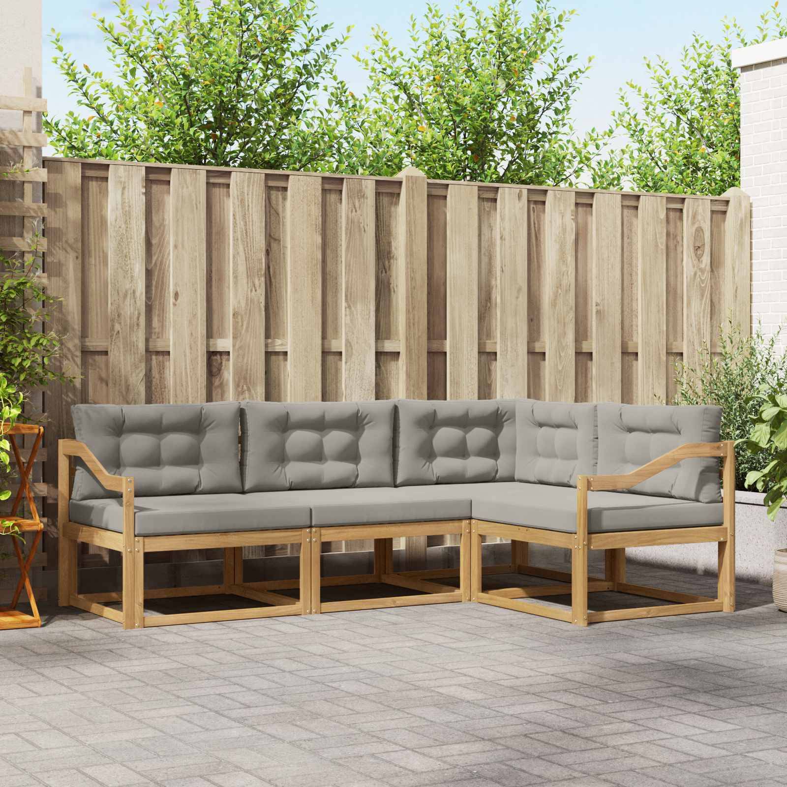 vidaXL Outdoor-Sofagarnitur 3 pcs Weiß und Hellgrau Polyester