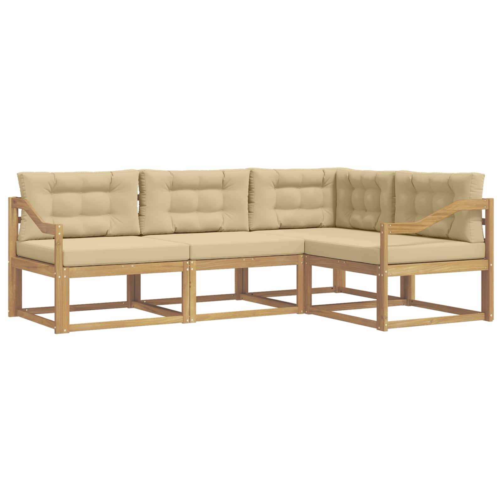 vidaXL Outdoor-Sofagarnitur mit Kissen 3 pcs Weiß und Beige Polyester