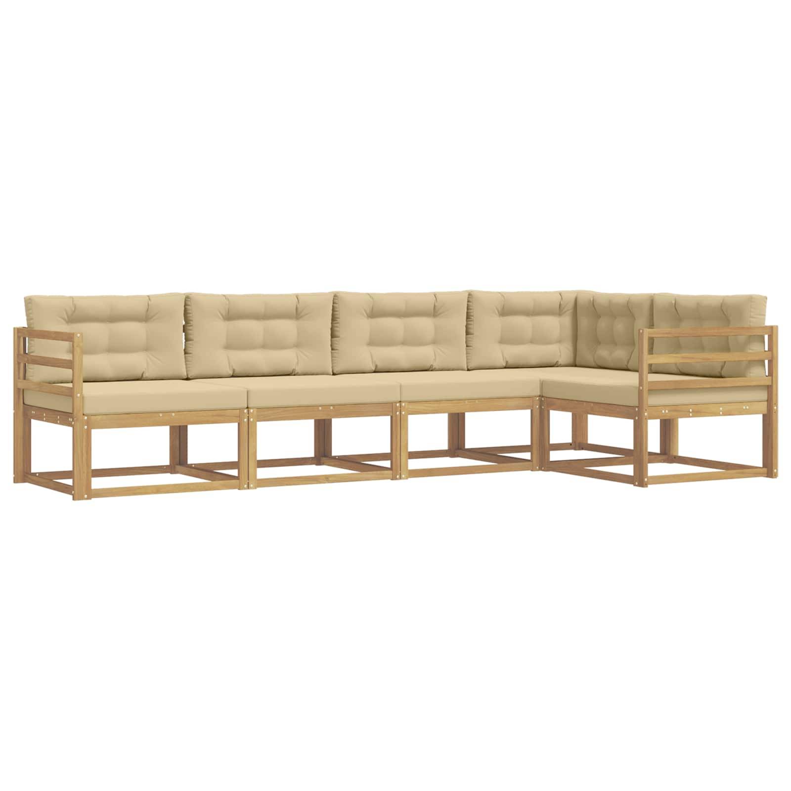 vidaXL Outdoor-Sofagarnitur mit Kissen 4 pcs Weiß und Beige Polyester