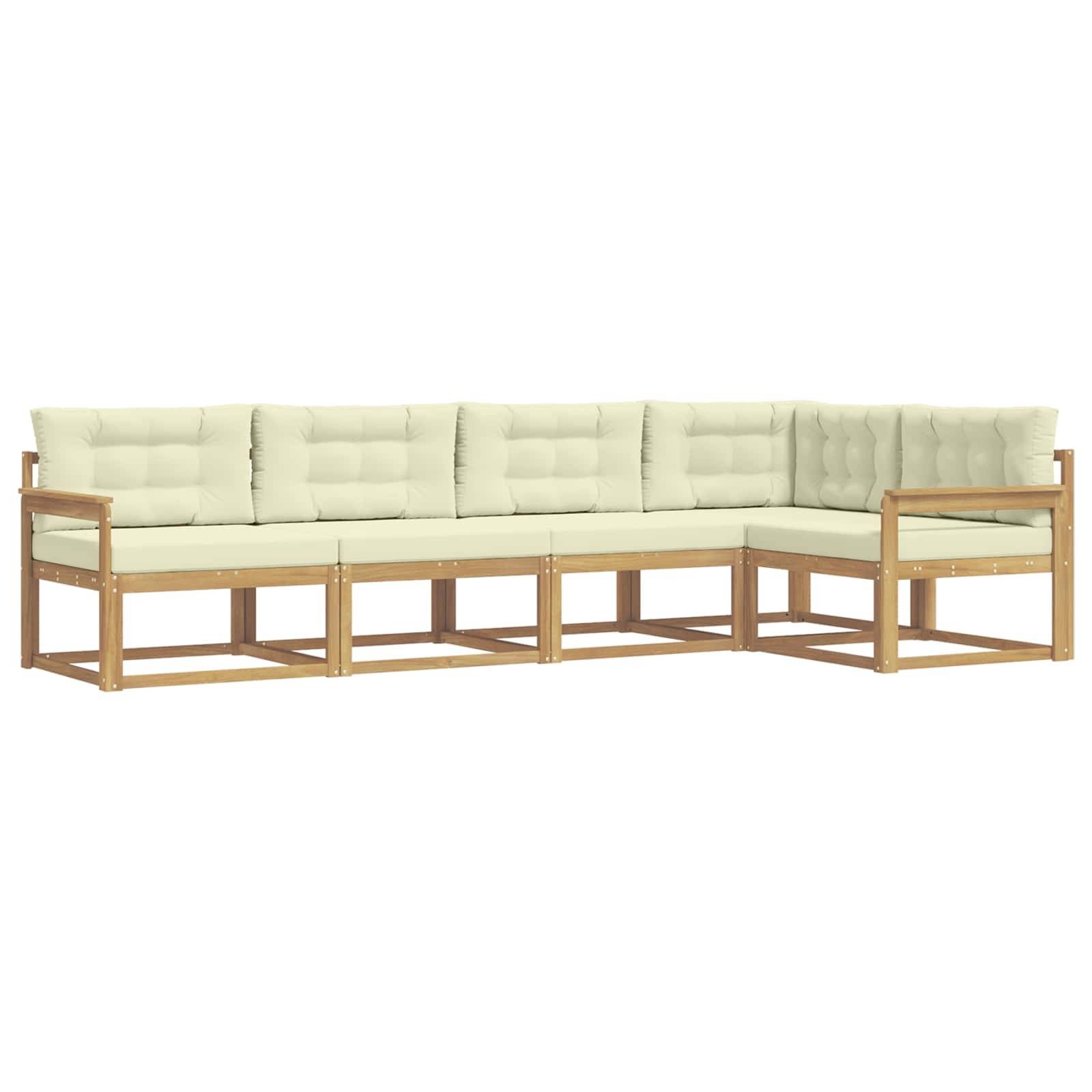 vidaXL Outdoor-Sofagarnitur mit Kissen 4 pcs Weiß und Creme Polyester